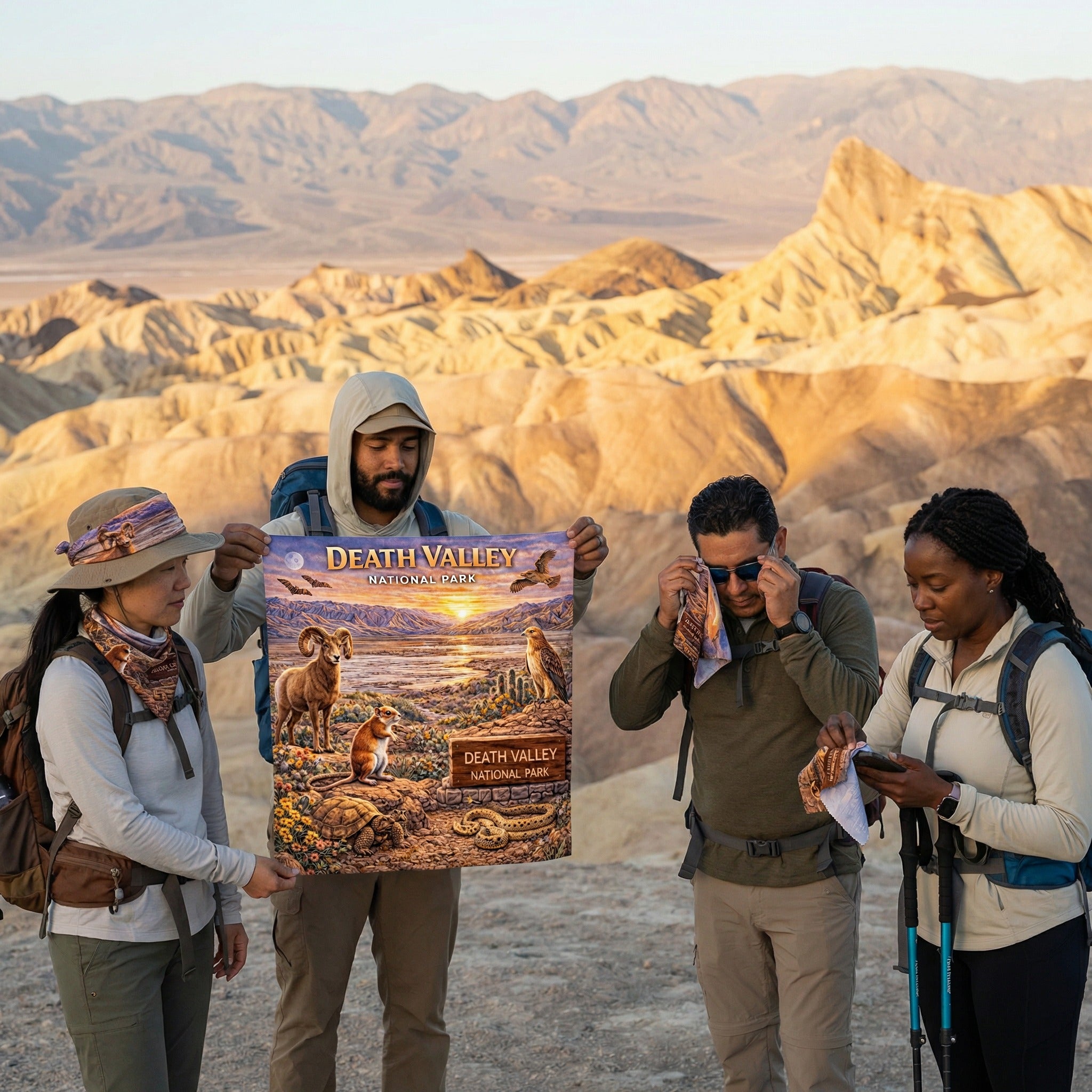 Death Valley National Park Handy Map Microfiber Cloth Bandana