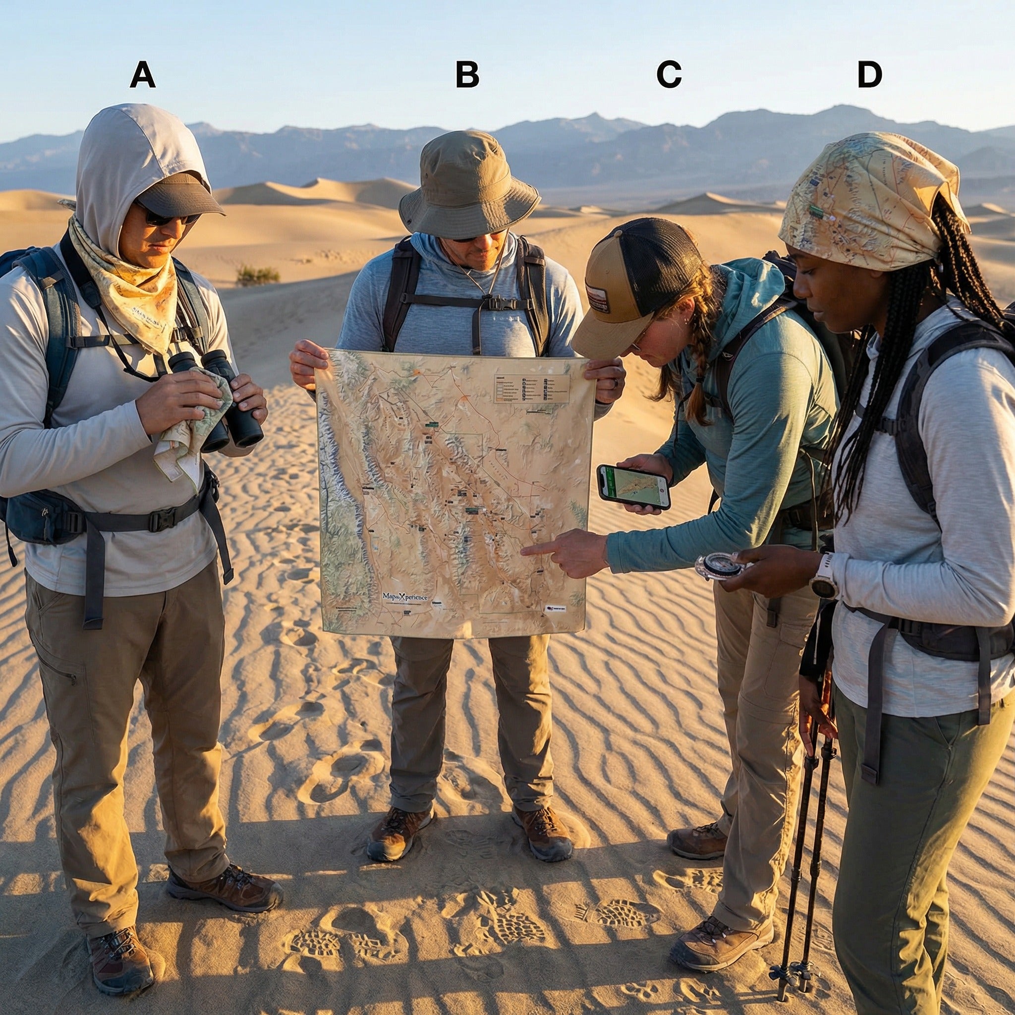 Death Valley National Park Handy Map Microfiber Cloth Bandana