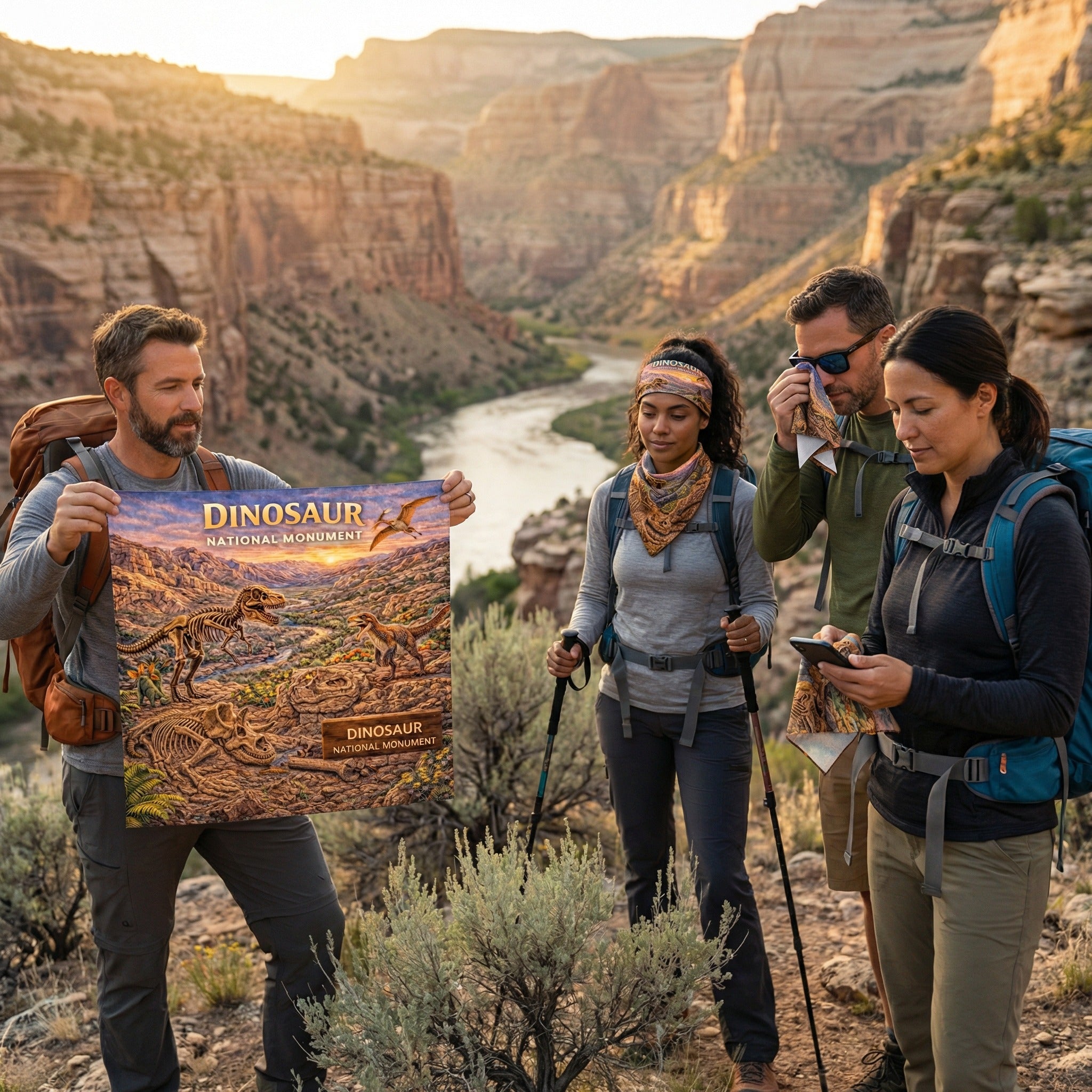 Dinosaur National Monument Handy Map Microfiber Cloth Bandana