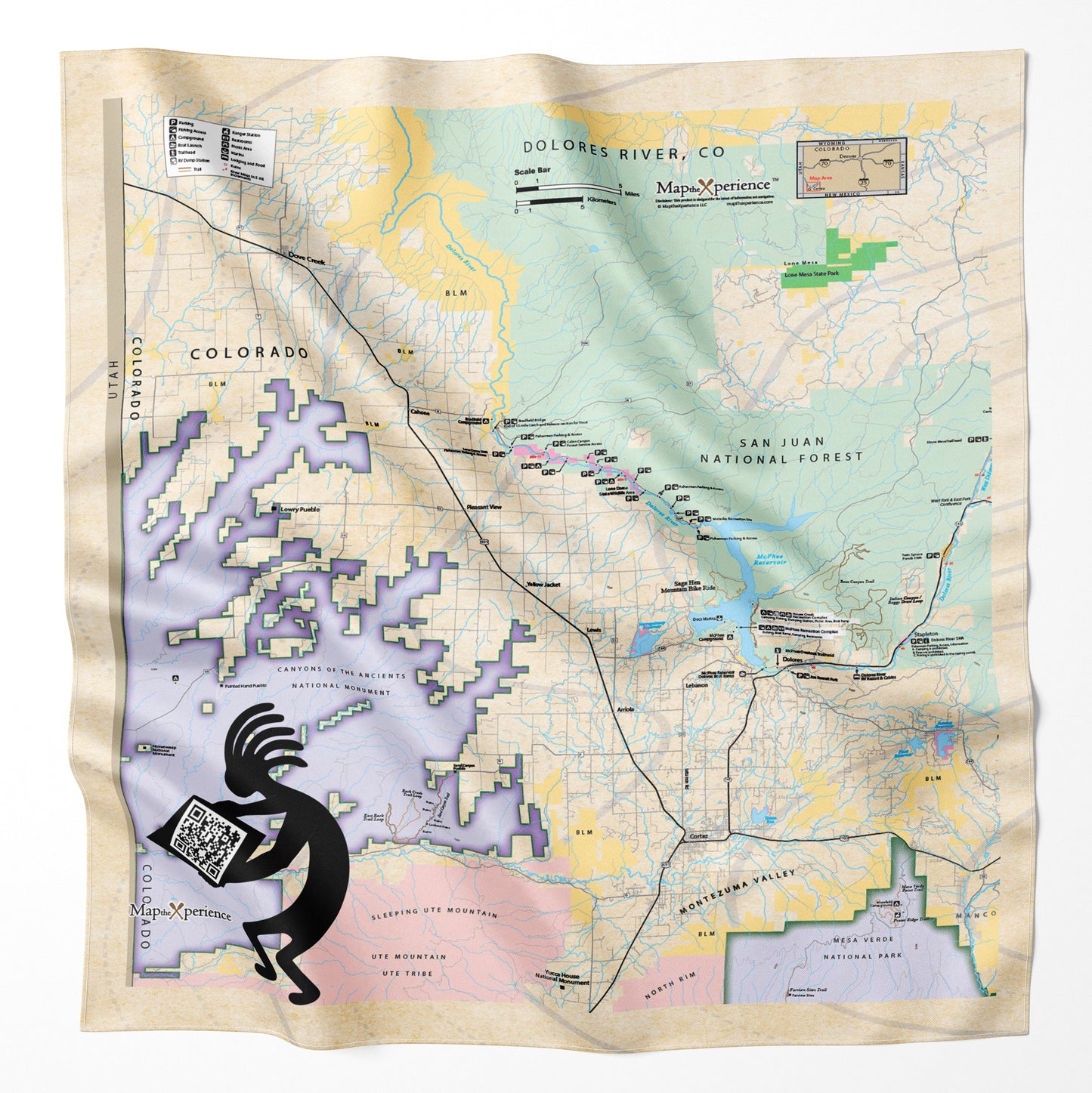 Dolores River, Colorado Microfiber Map Bandana