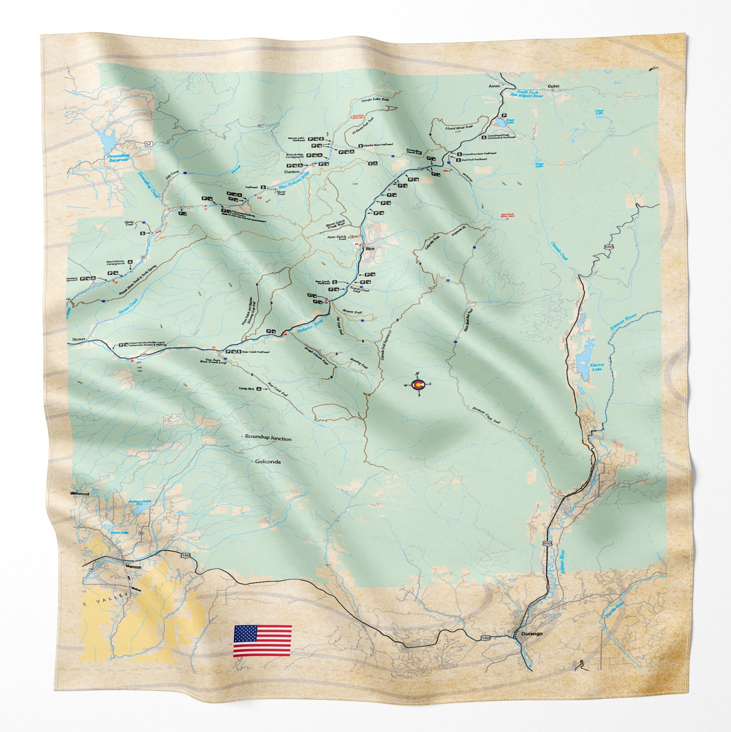 Dolores River, Colorado Microfiber Map Bandana