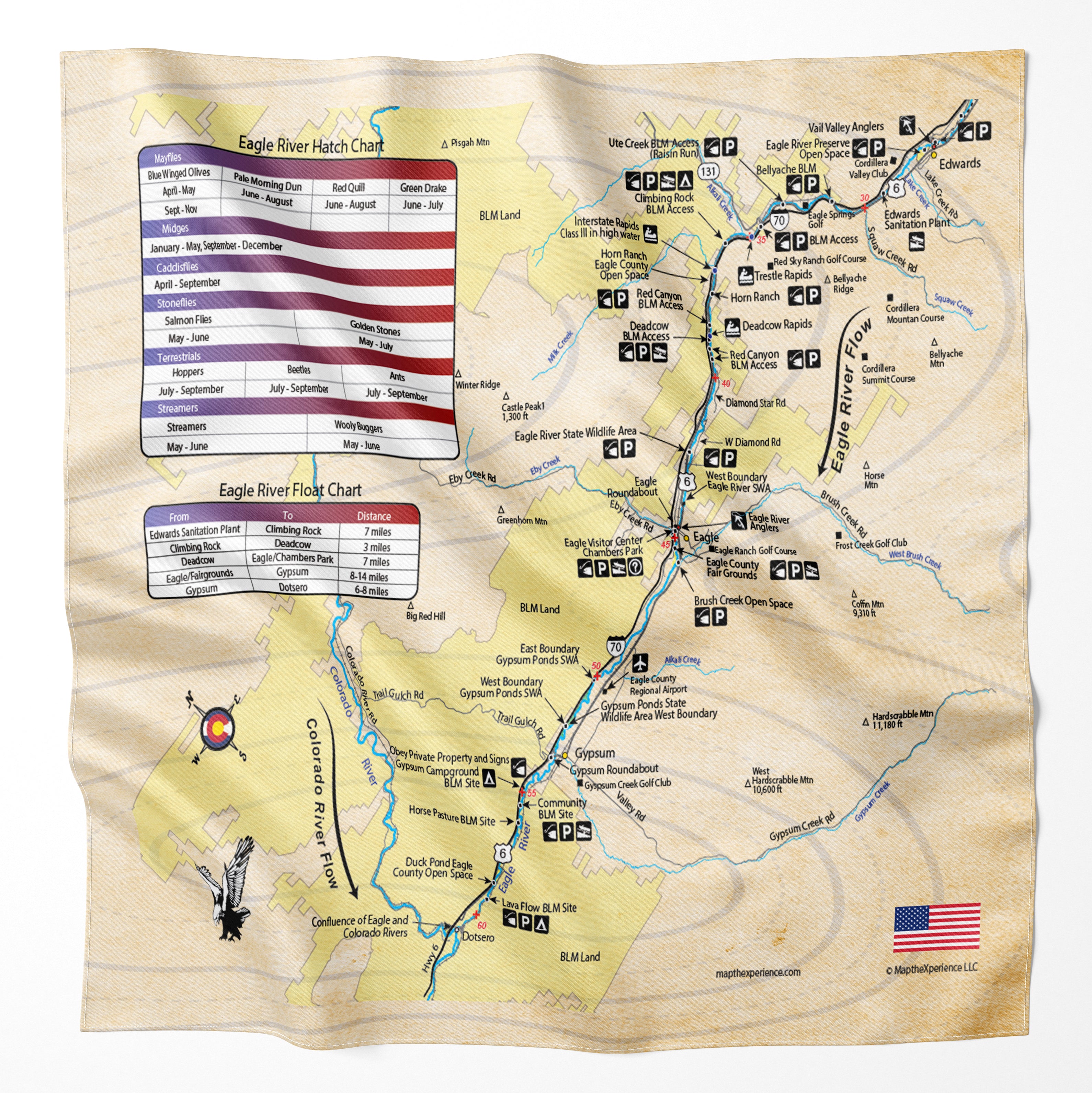 Eagle River, Colorado Microfiber Map Bandana