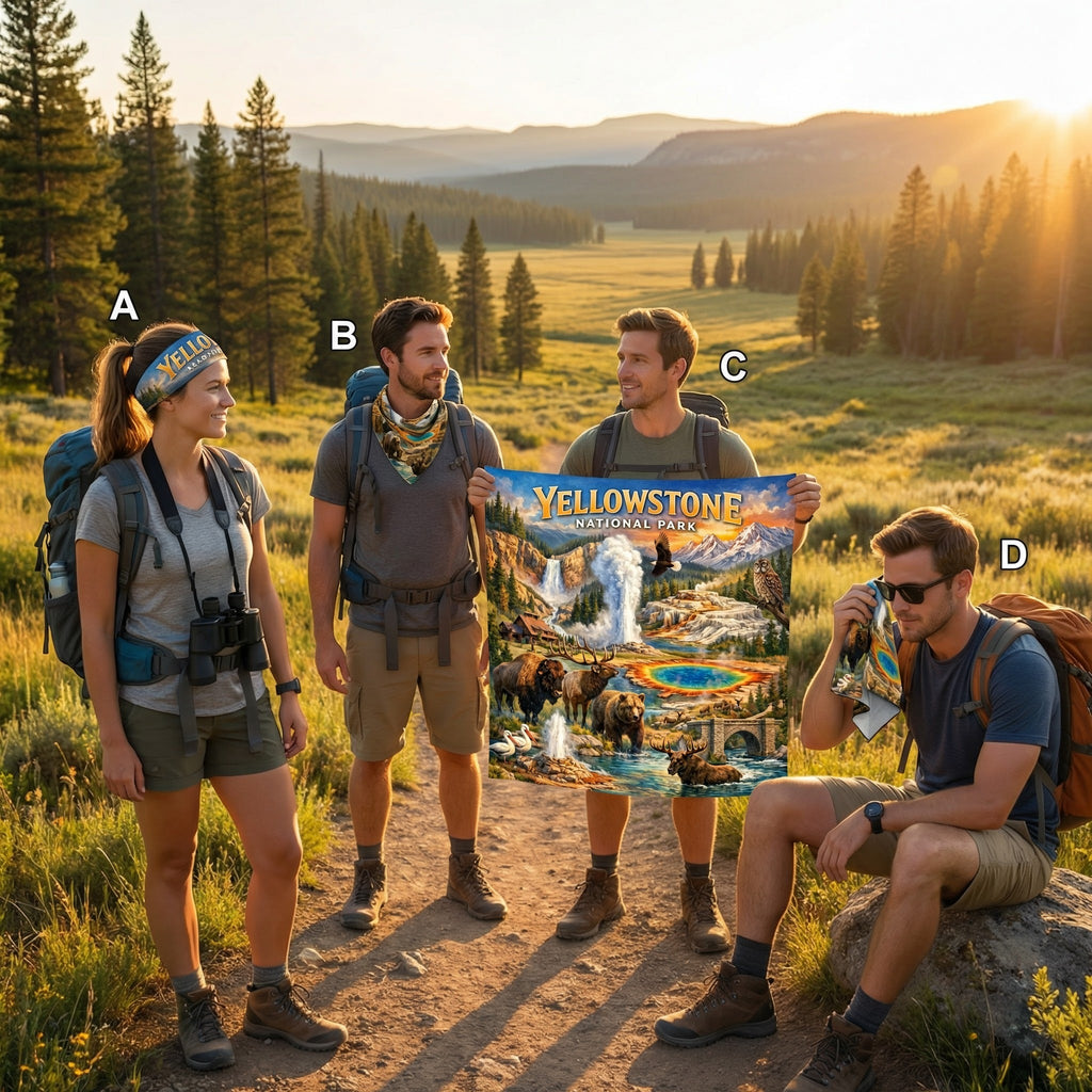 Yellowstone National Park Handy Map Microfiber Cloth Bandana