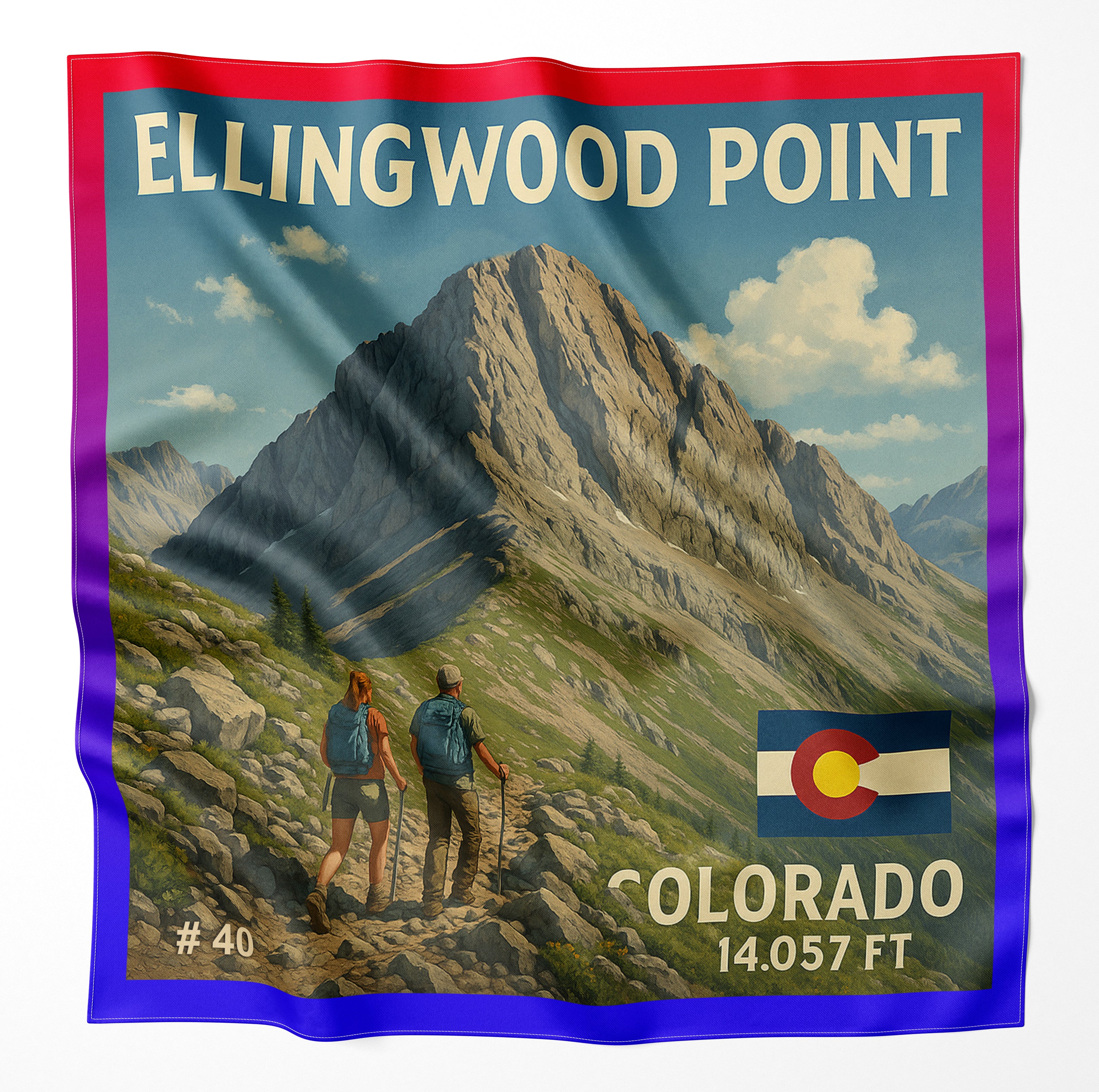 Ellingwood Point Colorado 14er Microfiber Cloth Bandana