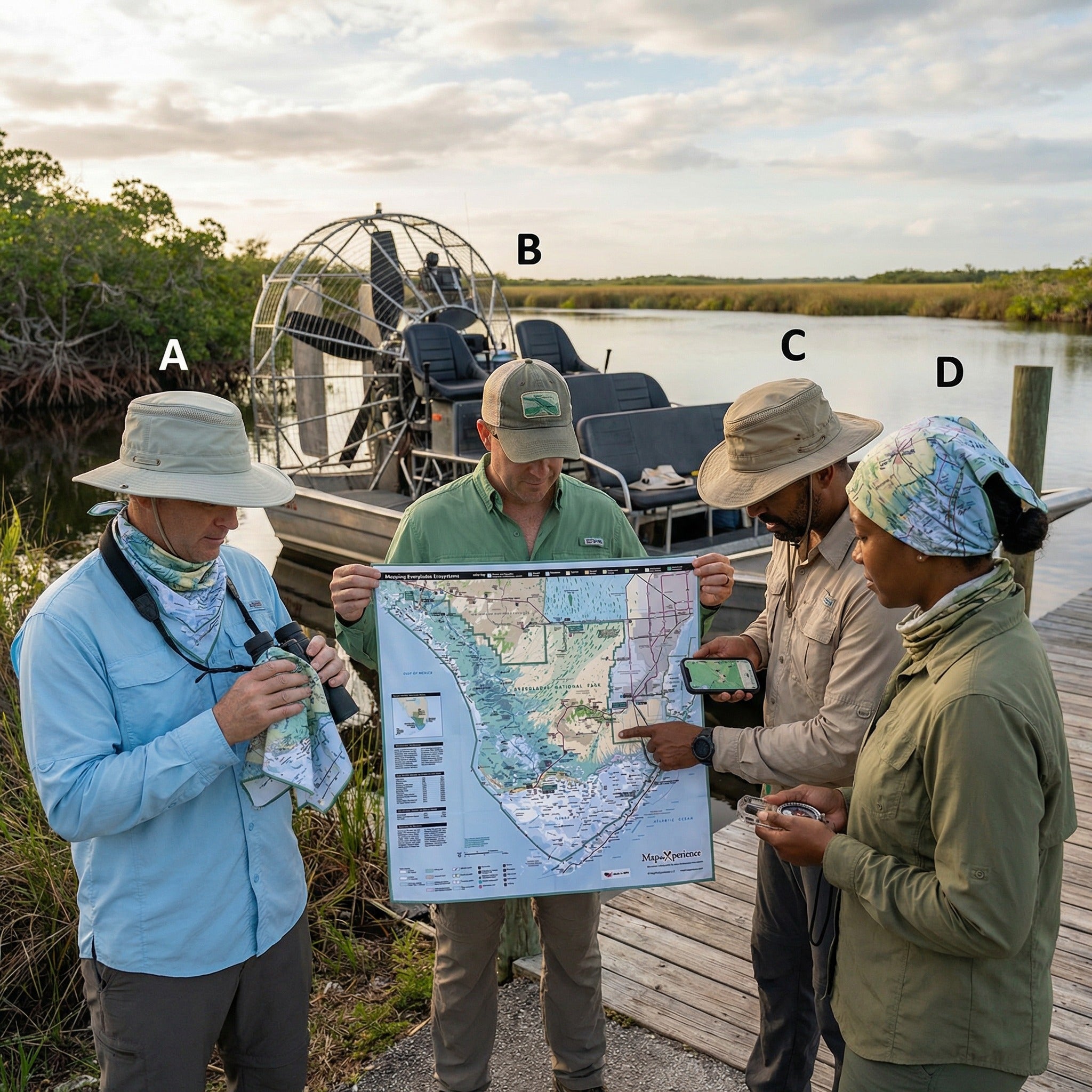Everglades National Park Handy Map Microfiber Cloth Bandana