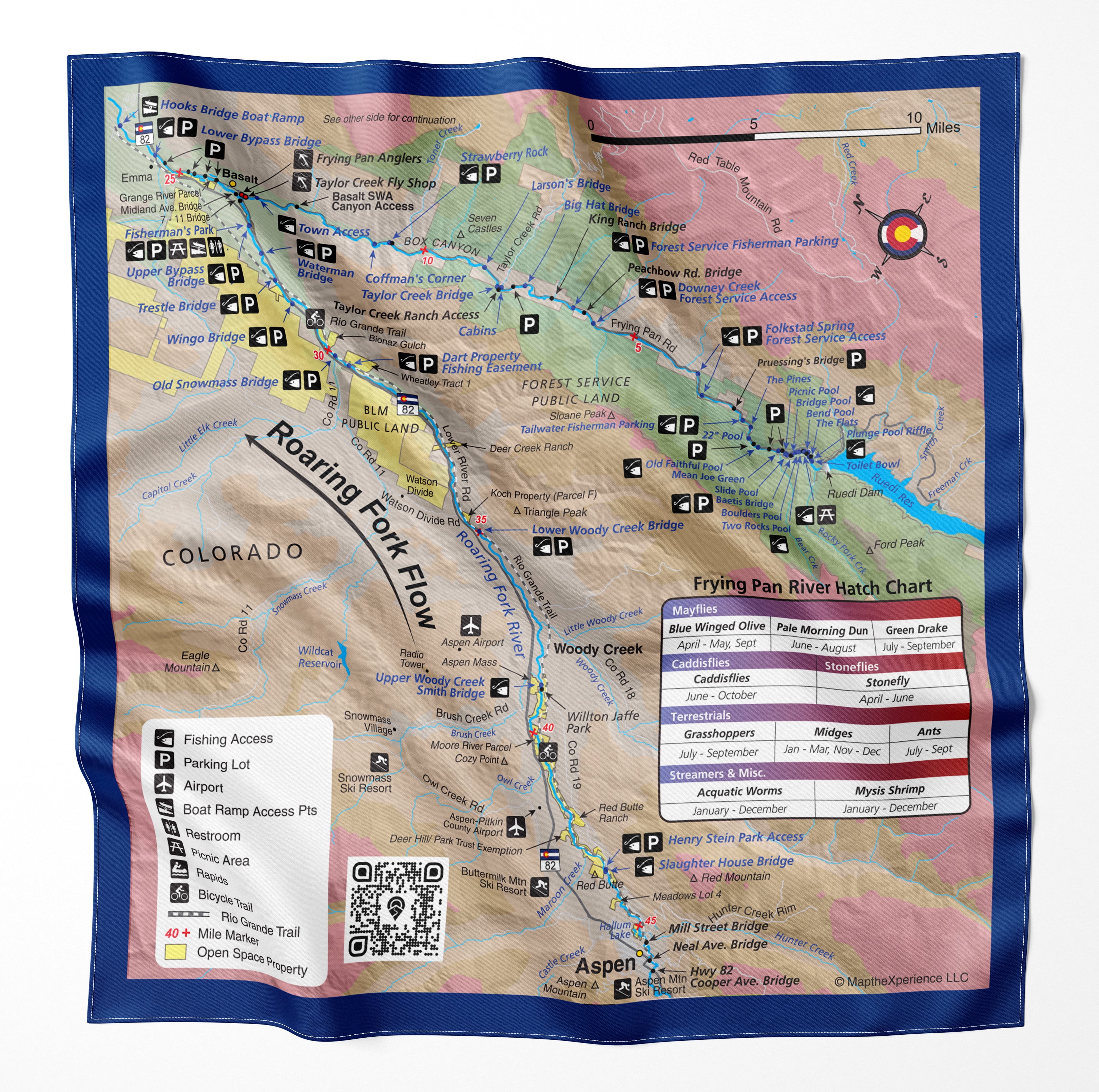 Frying Pan River Colorado Microfiber Map Bandana