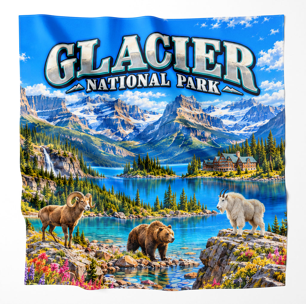 Glacier National Park – Microfiber Map Cloth Bandana