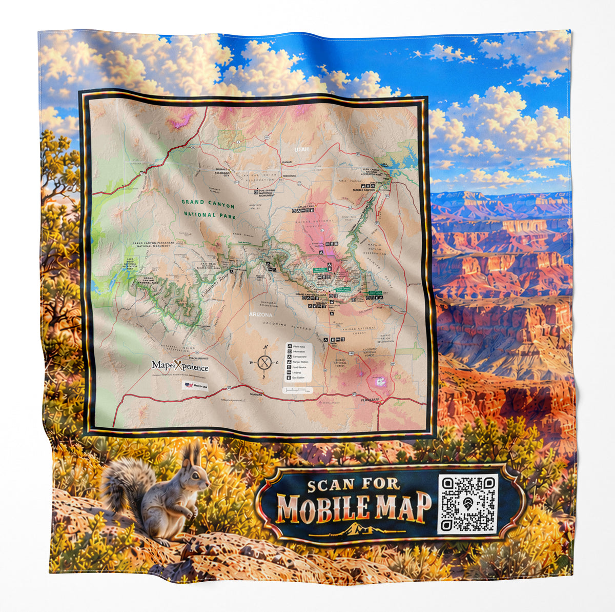 Grand Canyon National Park – Microfiber Map Cloth Bandana