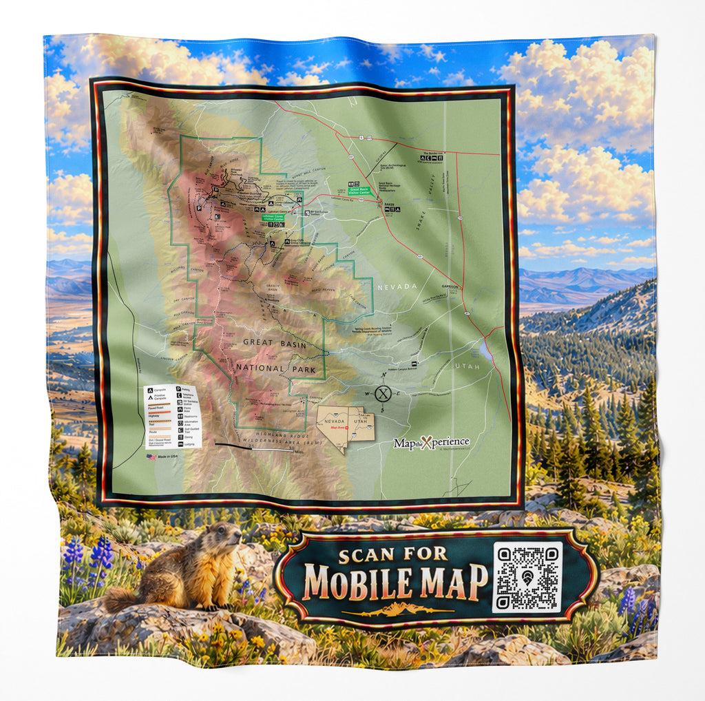 Great Basin National Park – Microfiber Map Cloth Bandana