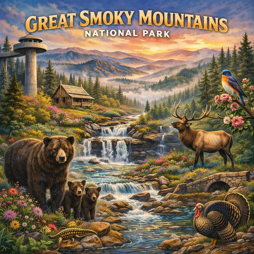 Great Smoky Mountains National Park – Microfiber Map Cloth Bandana