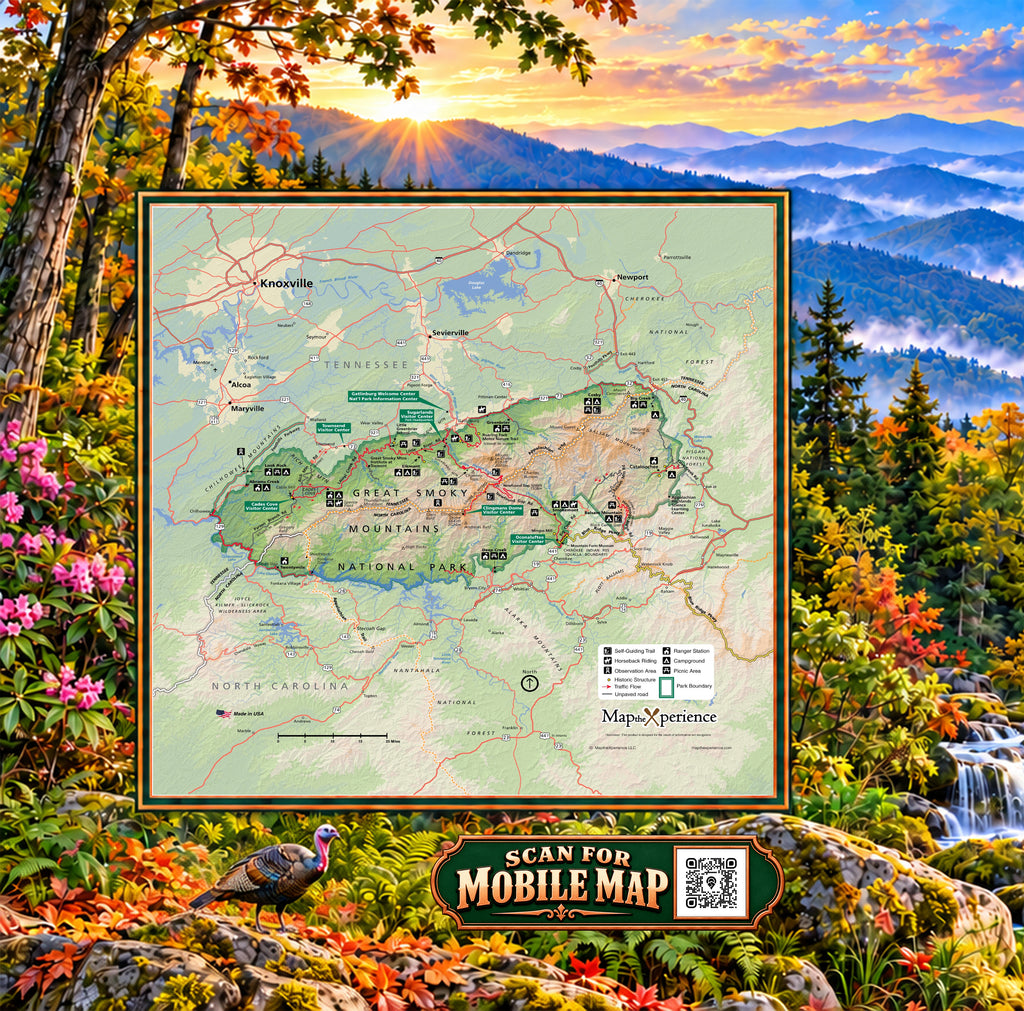 Great Smoky Mountains National Park – Microfiber Map Cloth Bandana