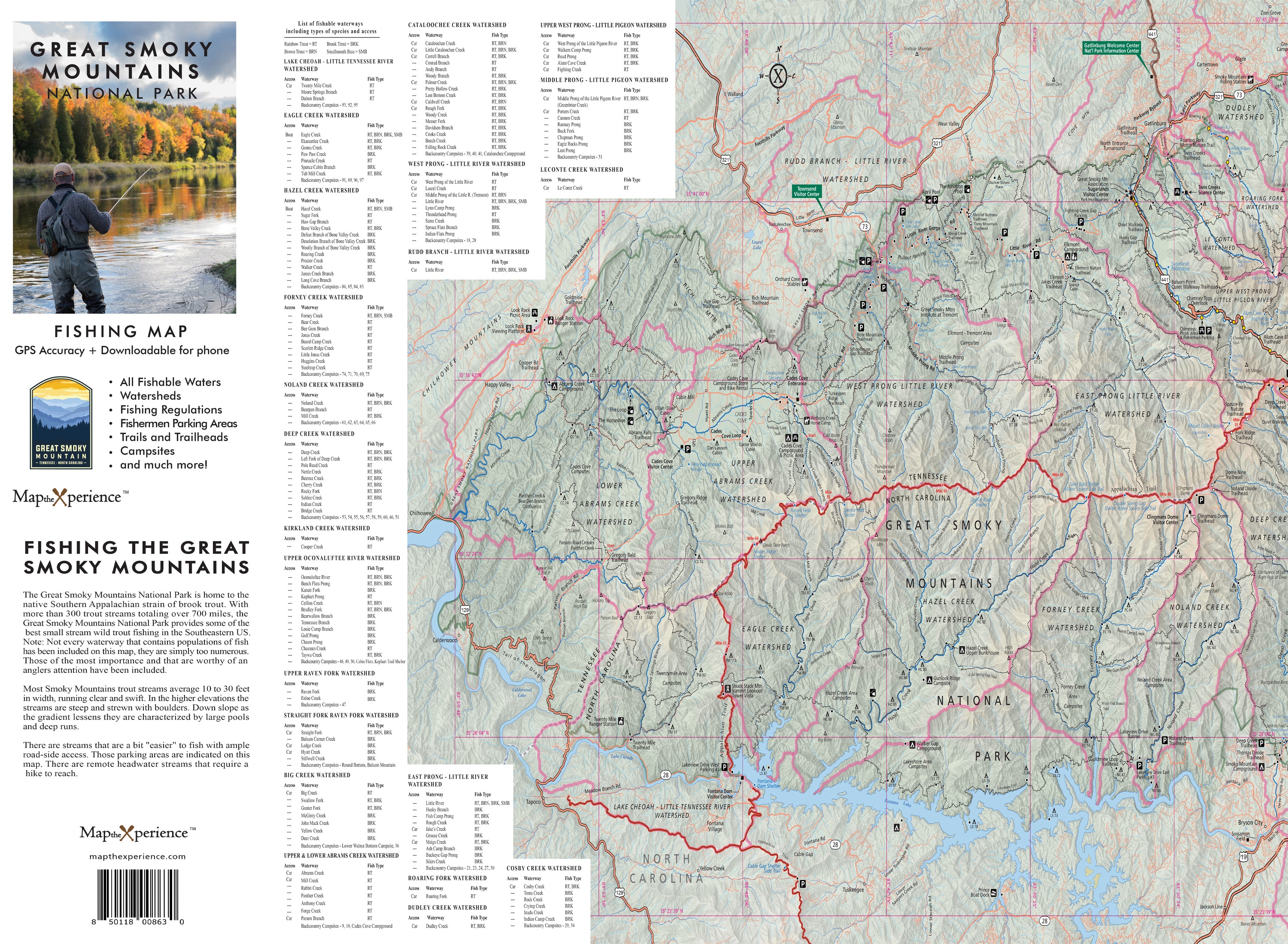 Great Smoky Mountains National Park Fishing Map
