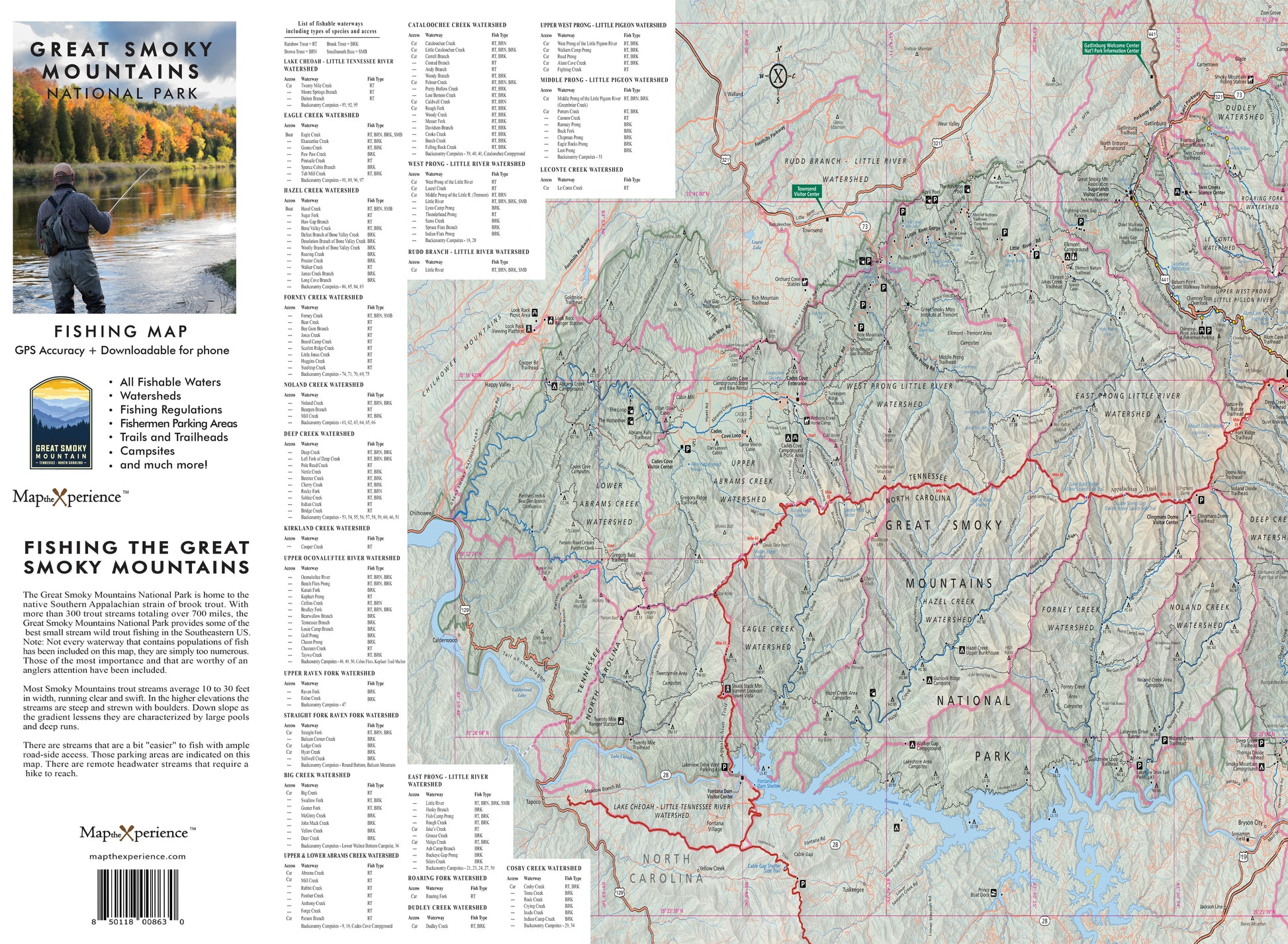 Explore Great Smoky Mountains National Park with this detailed fishing map featuring GPS accuracy, all fishable waters, and essential angler information. Ideal for outdoor enthusiasts and fishermen.