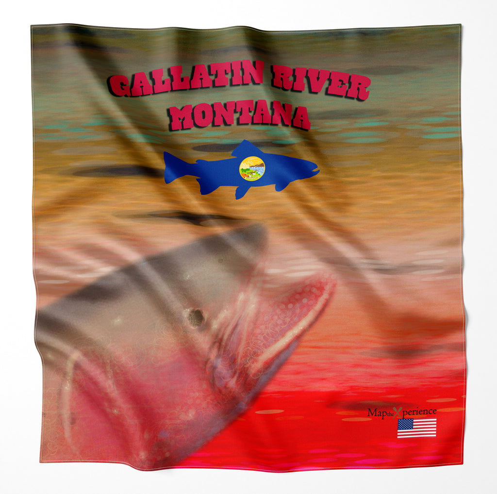 Gallatin River Montana Microfiber Map Bandana