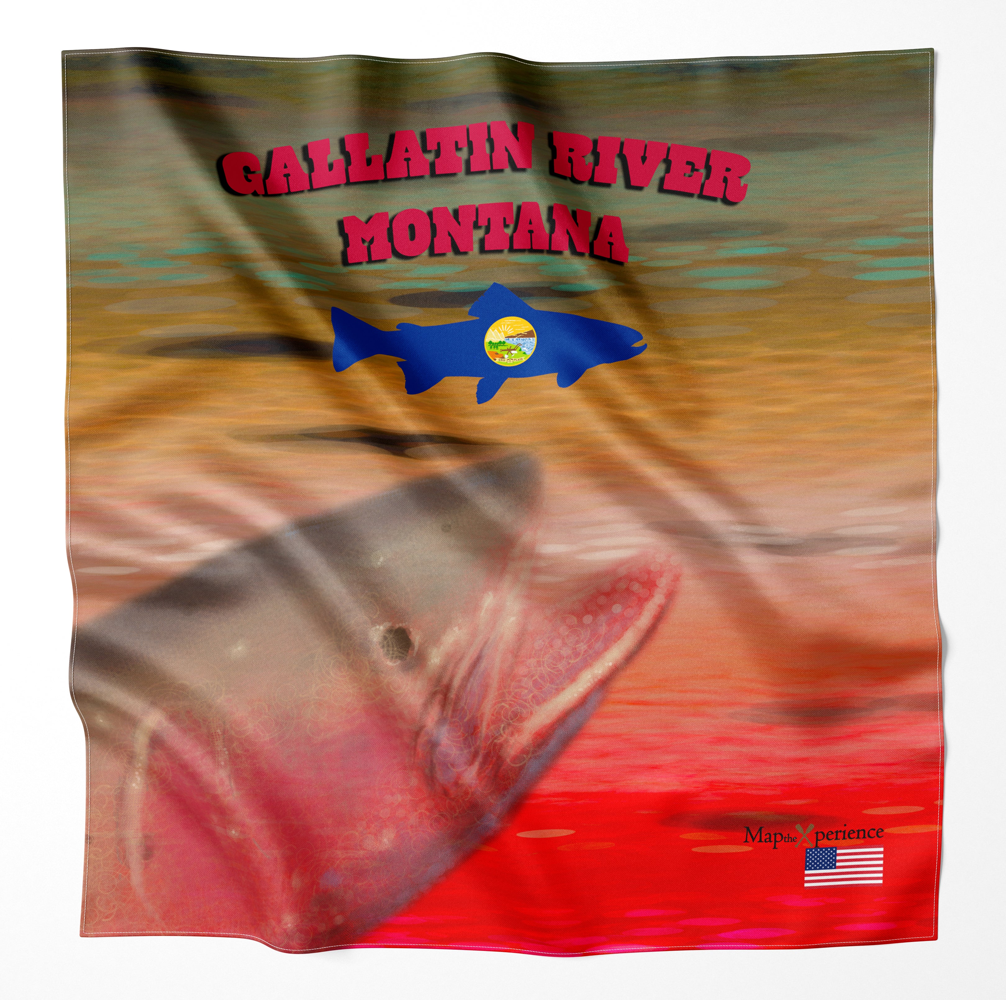 Gallatin River Montana Microfiber Map Bandana