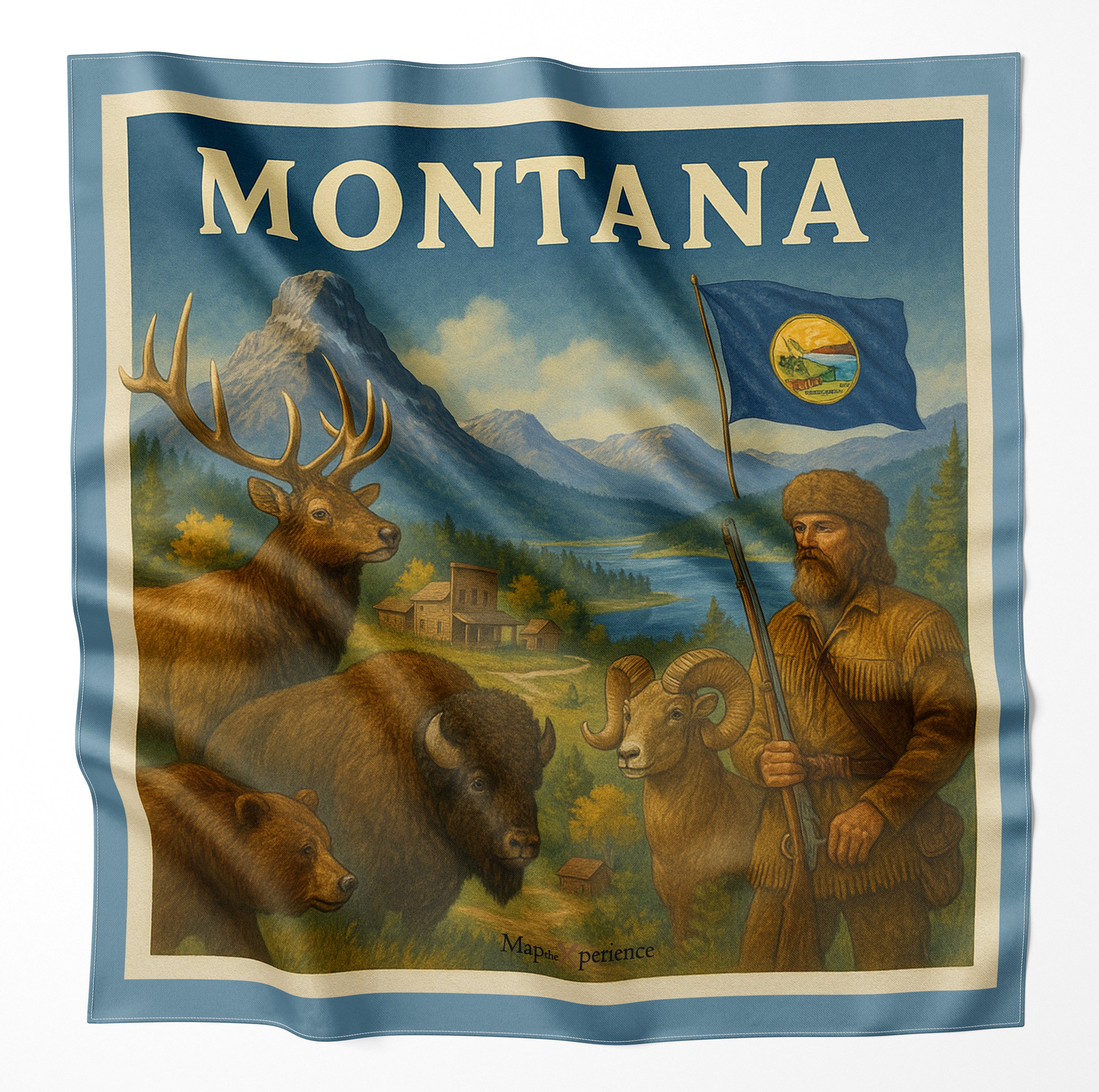 Gallatin River Montana Microfiber Map Bandana