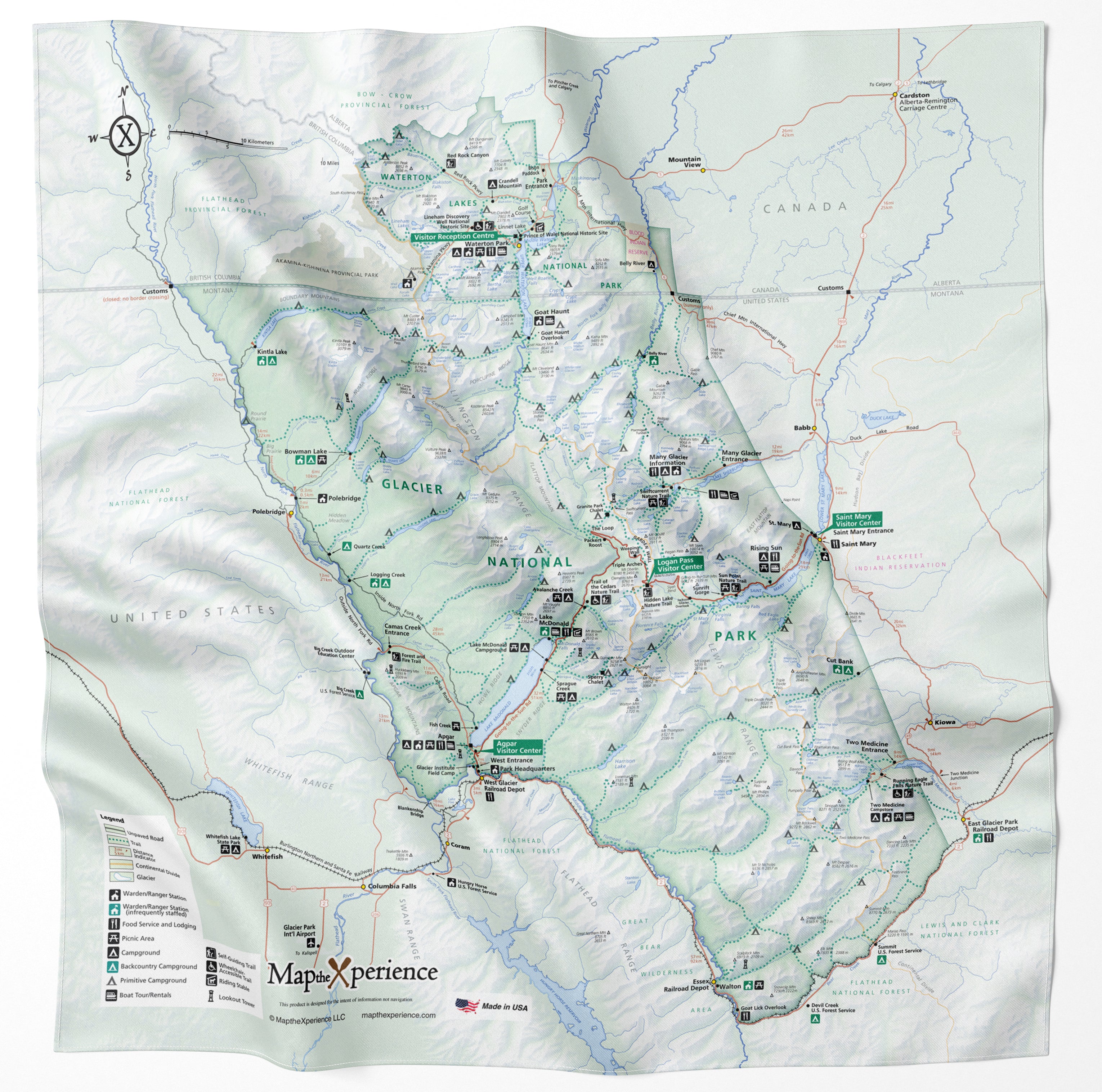 Glacier National Park Handy Map Bandana