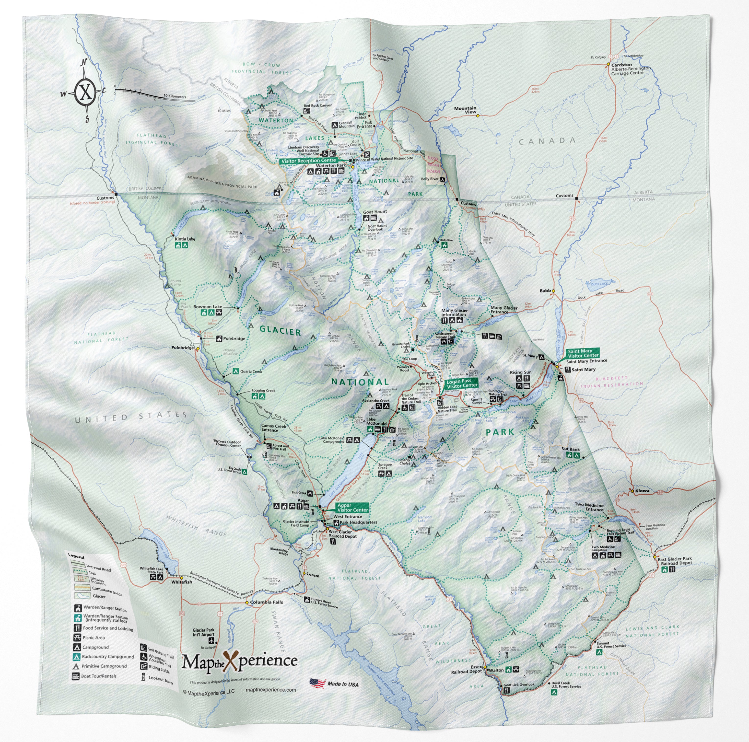 National Park Microfiber Cloth Map Bandana