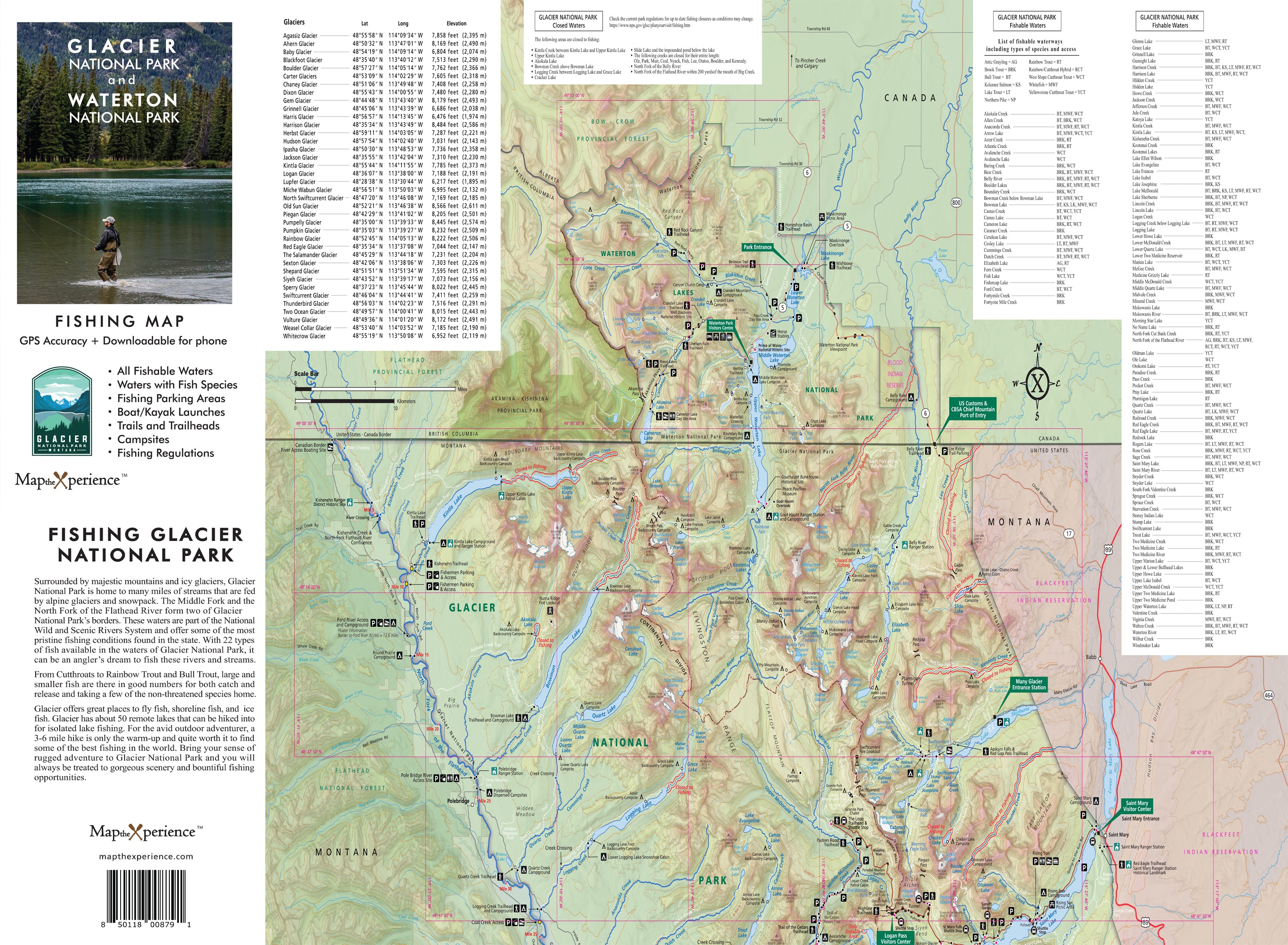 Glacier National Park Fishing Map