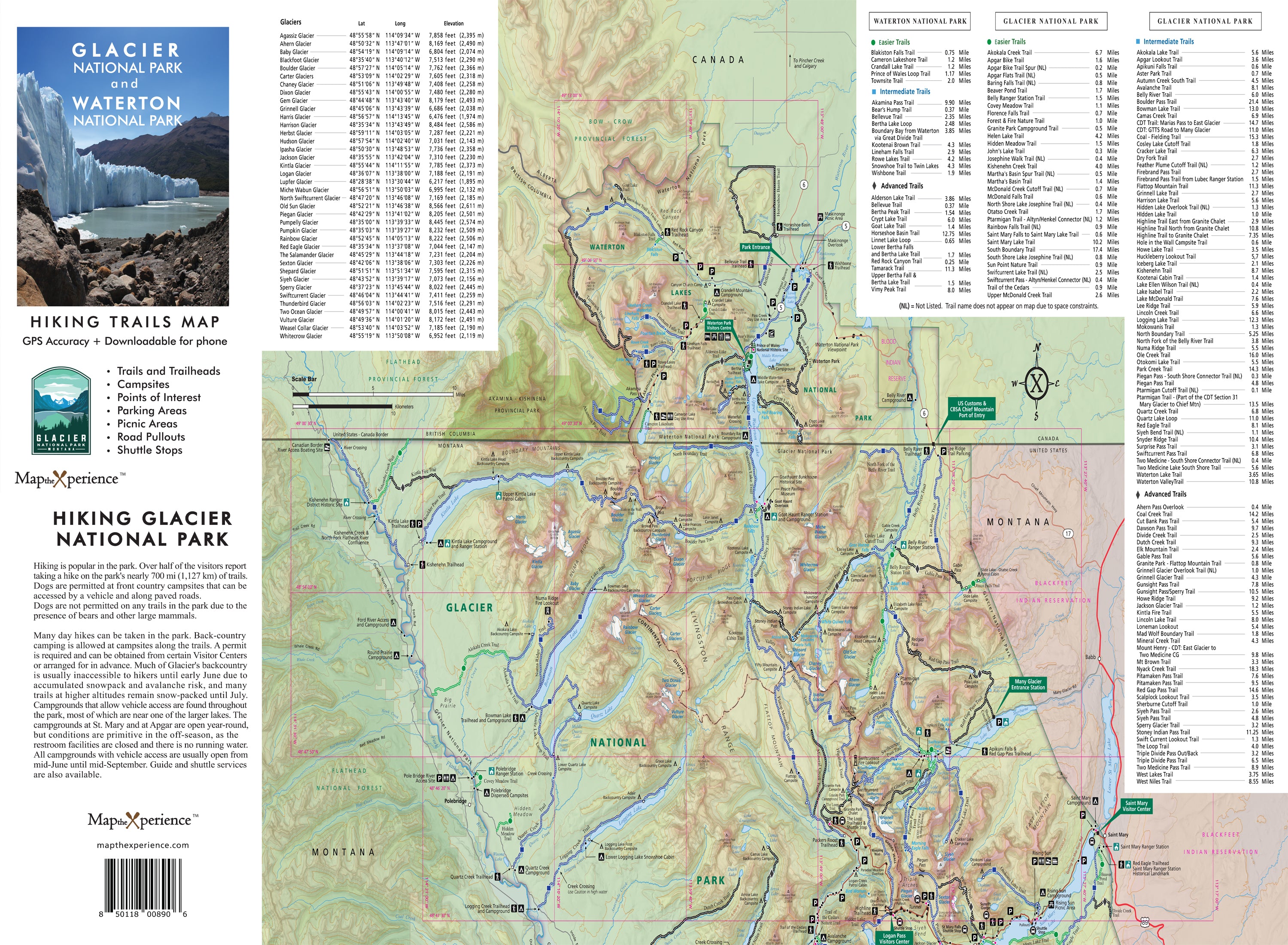 Glacier National Park Hiking Trail Map