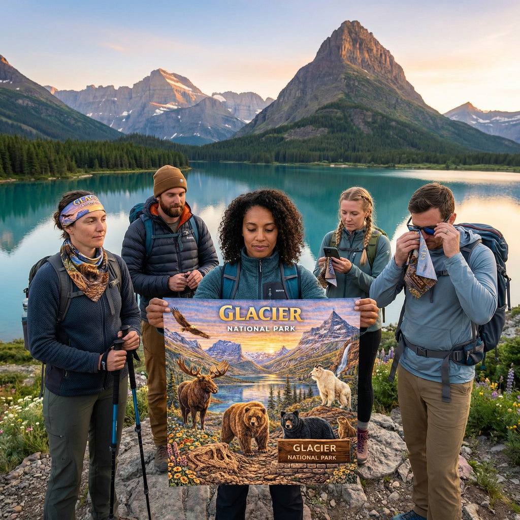 Glacier National Park Handy Map Microfiber Cloth Bandana