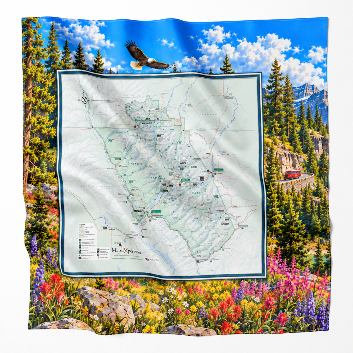 Glacier National Park – Microfiber Map Cloth Bandana