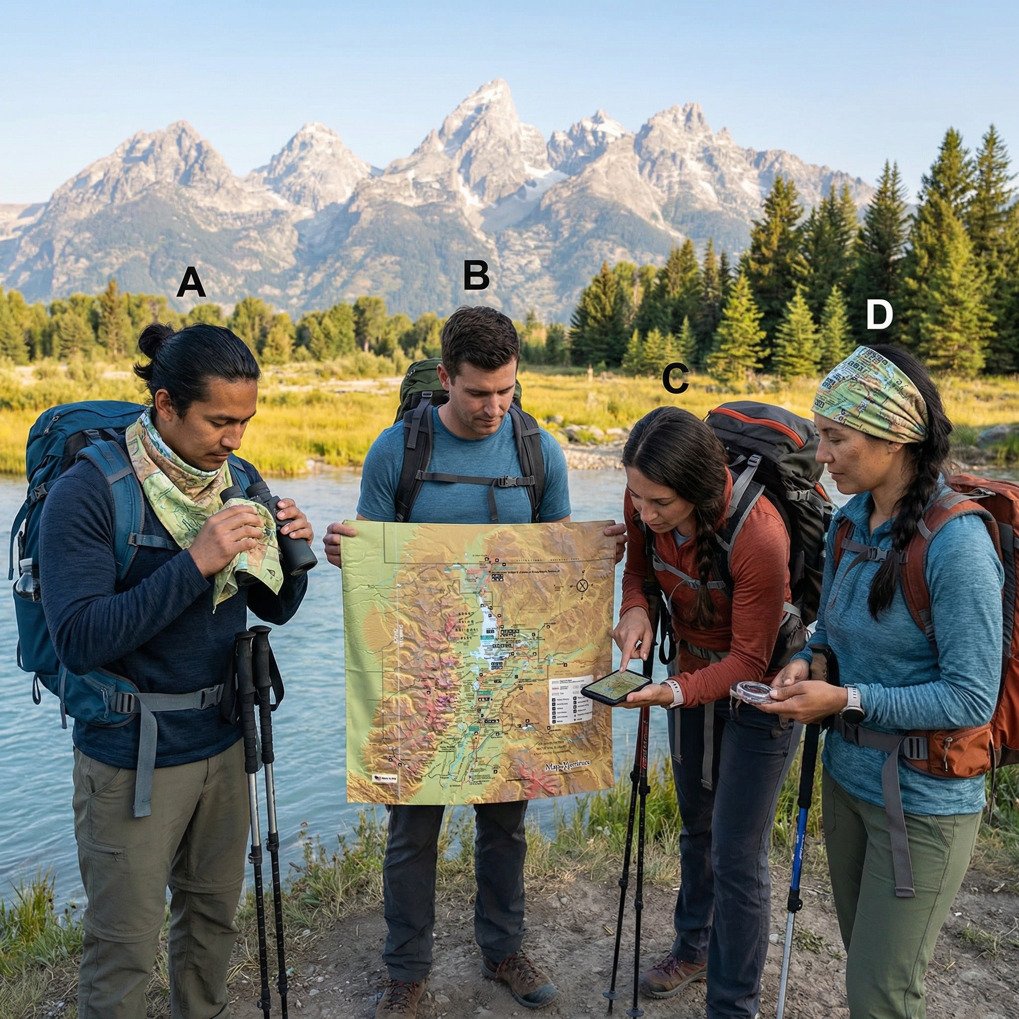 Grand Teton National Park Handy Map Microfiber Cloth Bandana