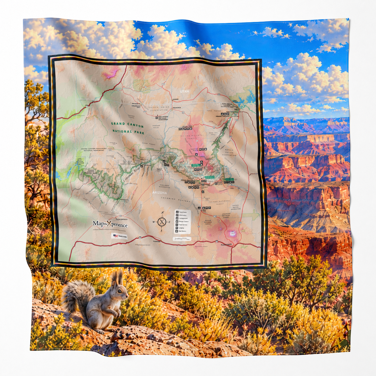 Grand Canyon National Park – Microfiber Map Cloth Bandana