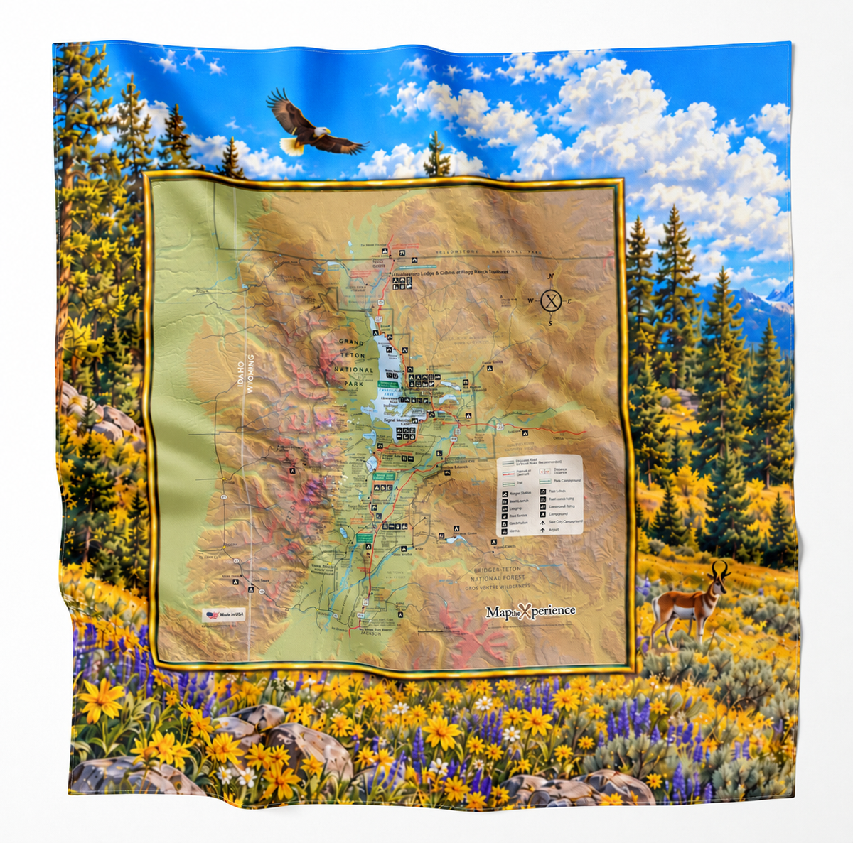 Grand Teton National Park – Microfiber Map Cloth Bandana
