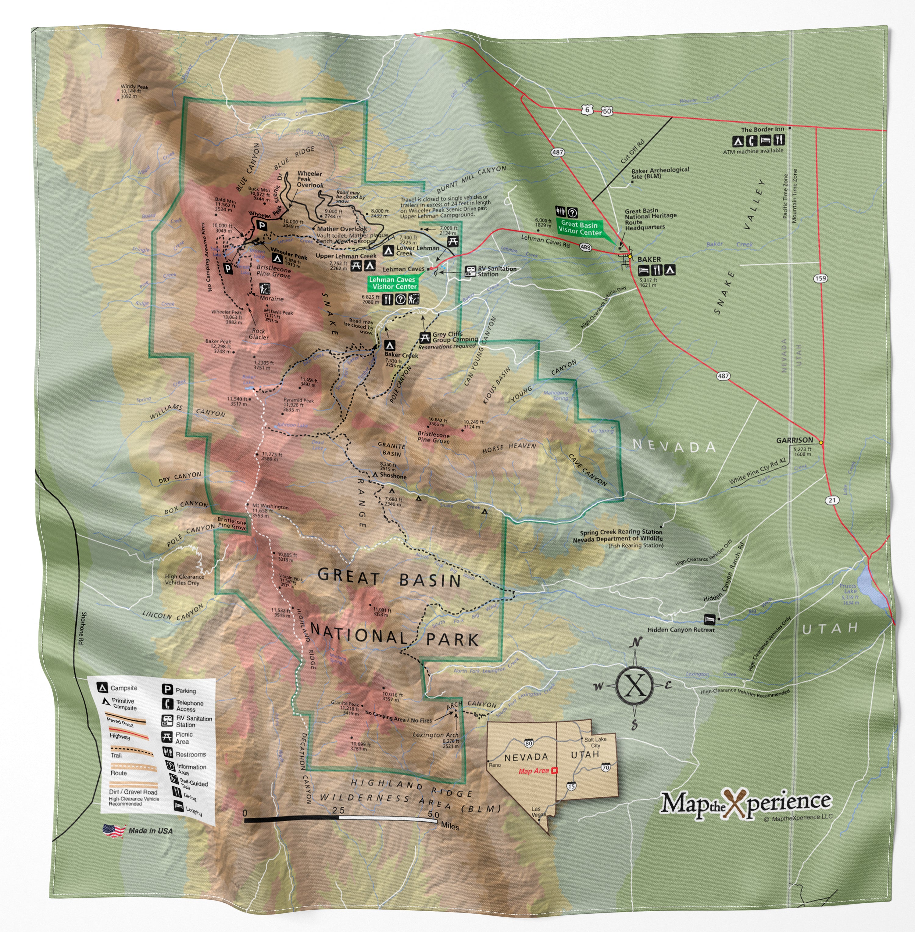 National Park Microfiber Cloth Map Bandana