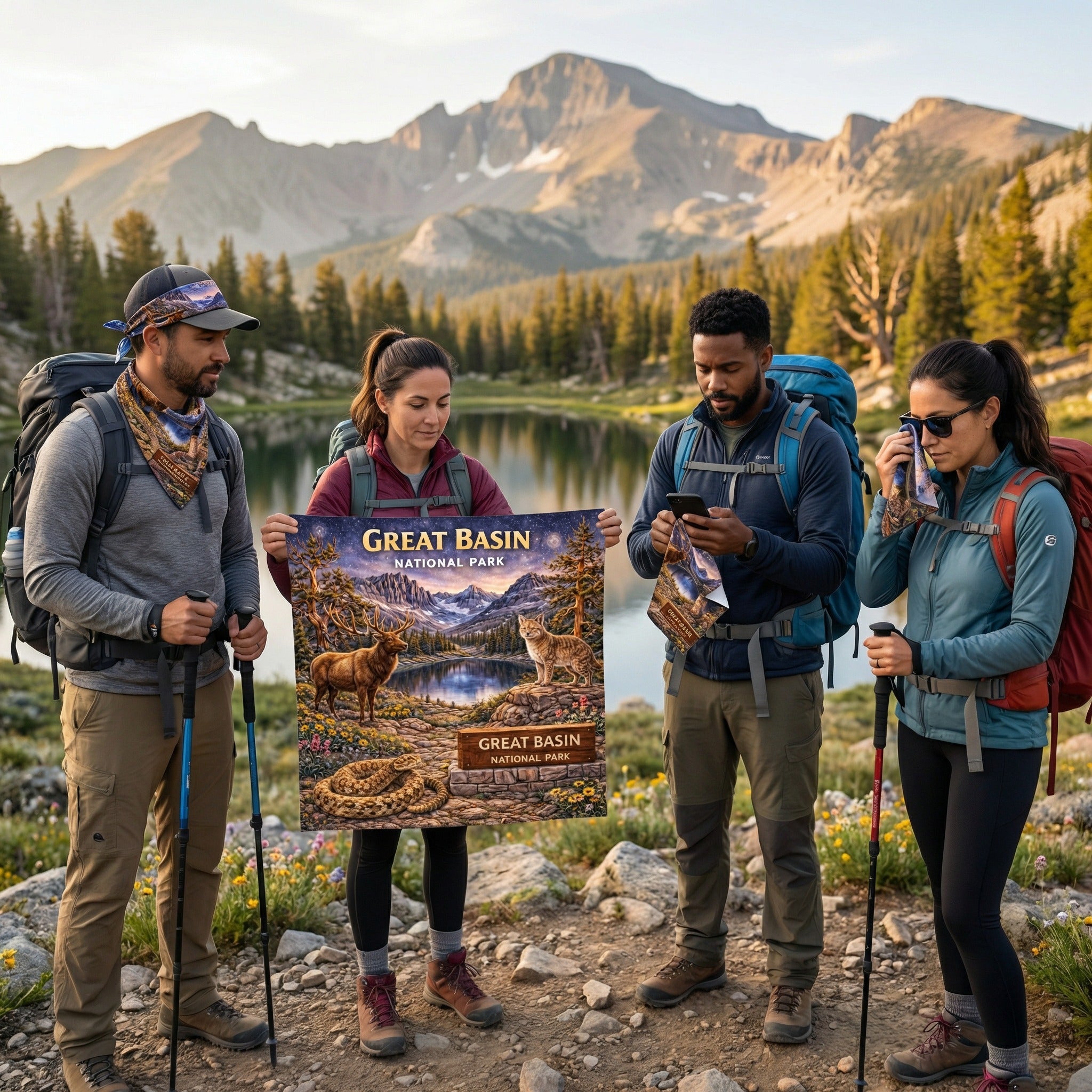 Great Basin National Park Handy Map Microfiber Cloth Bandana
