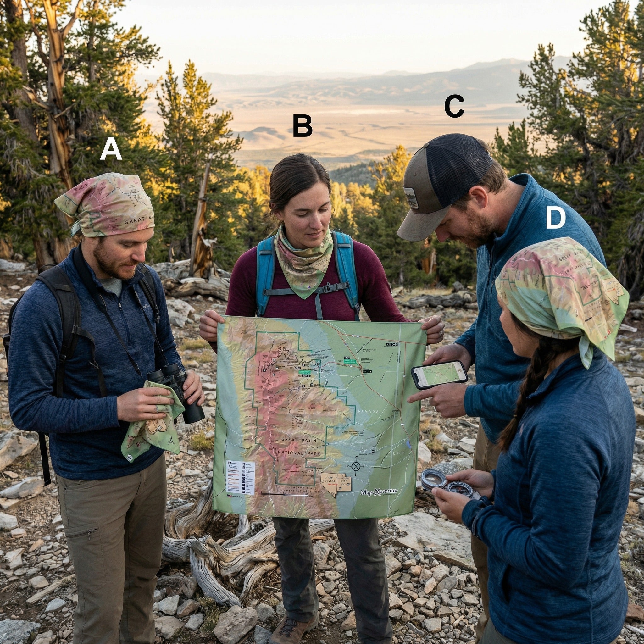 Great Basin National Park Handy Map Microfiber Cloth Bandana