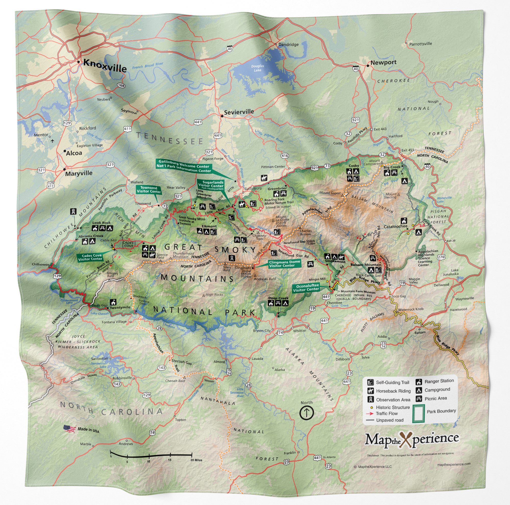 National Park Microfiber Cloth Map Bandana