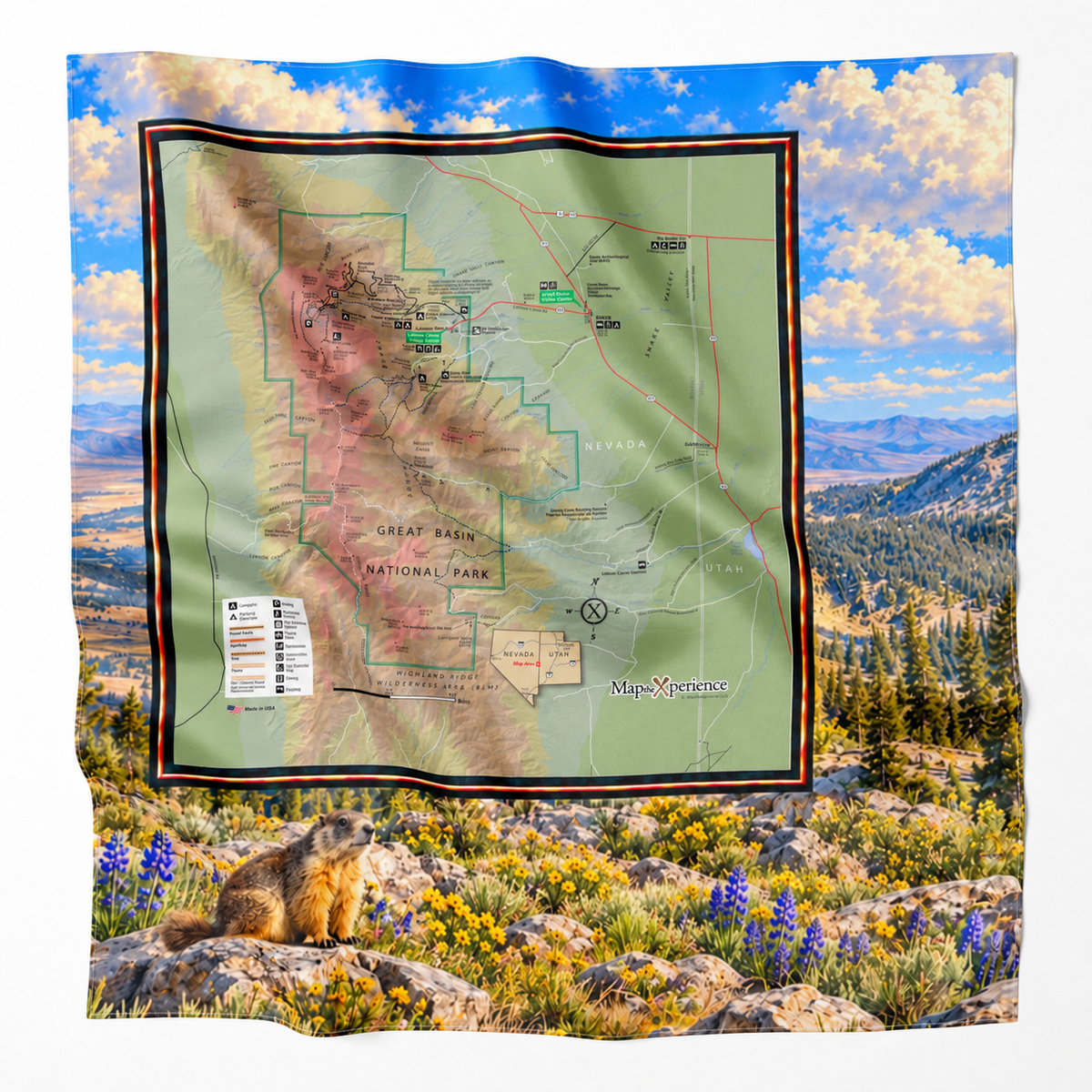 Great Basin National Park – Microfiber Map Cloth Bandana