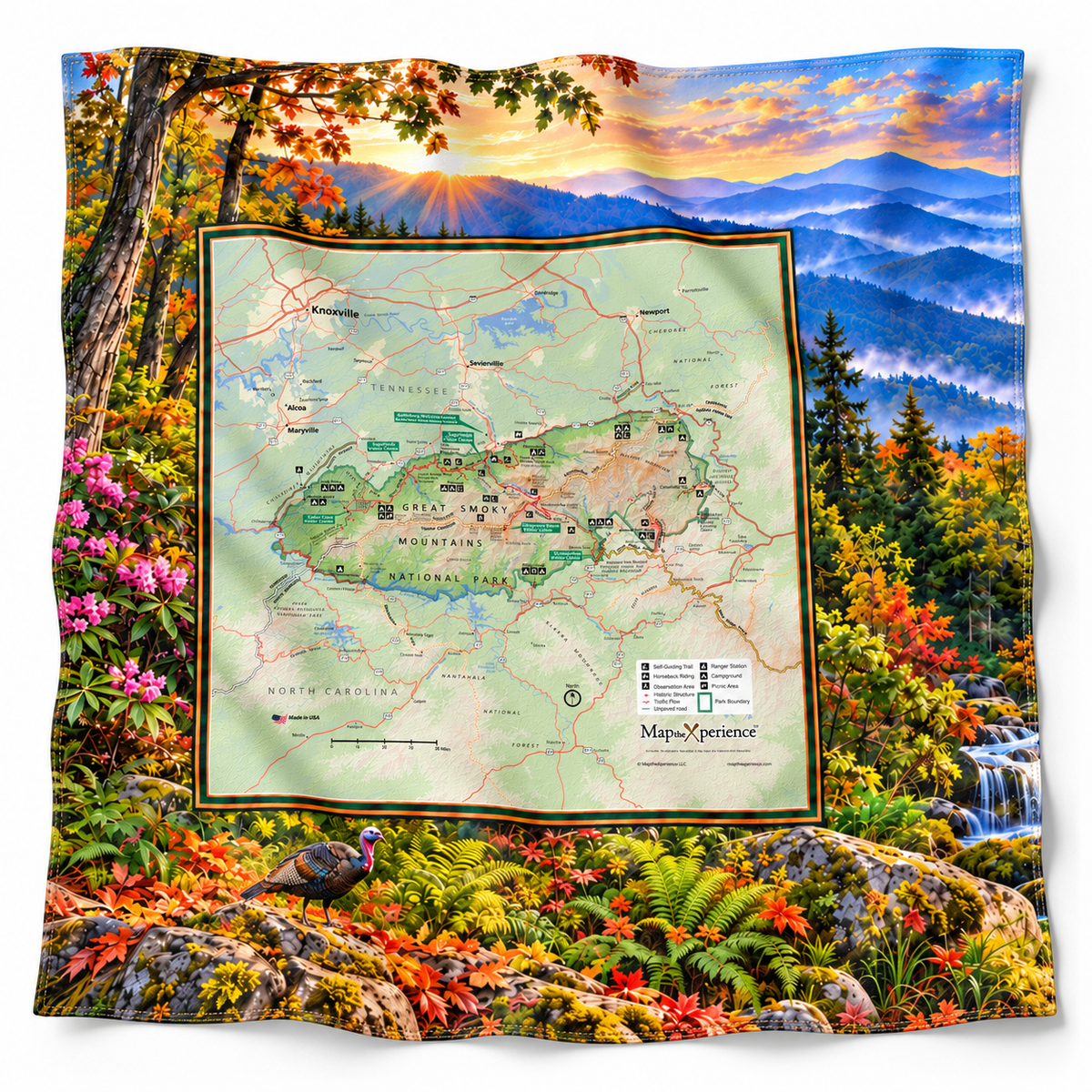 Great Smoky Mountains National Park – Microfiber Map Cloth Bandana