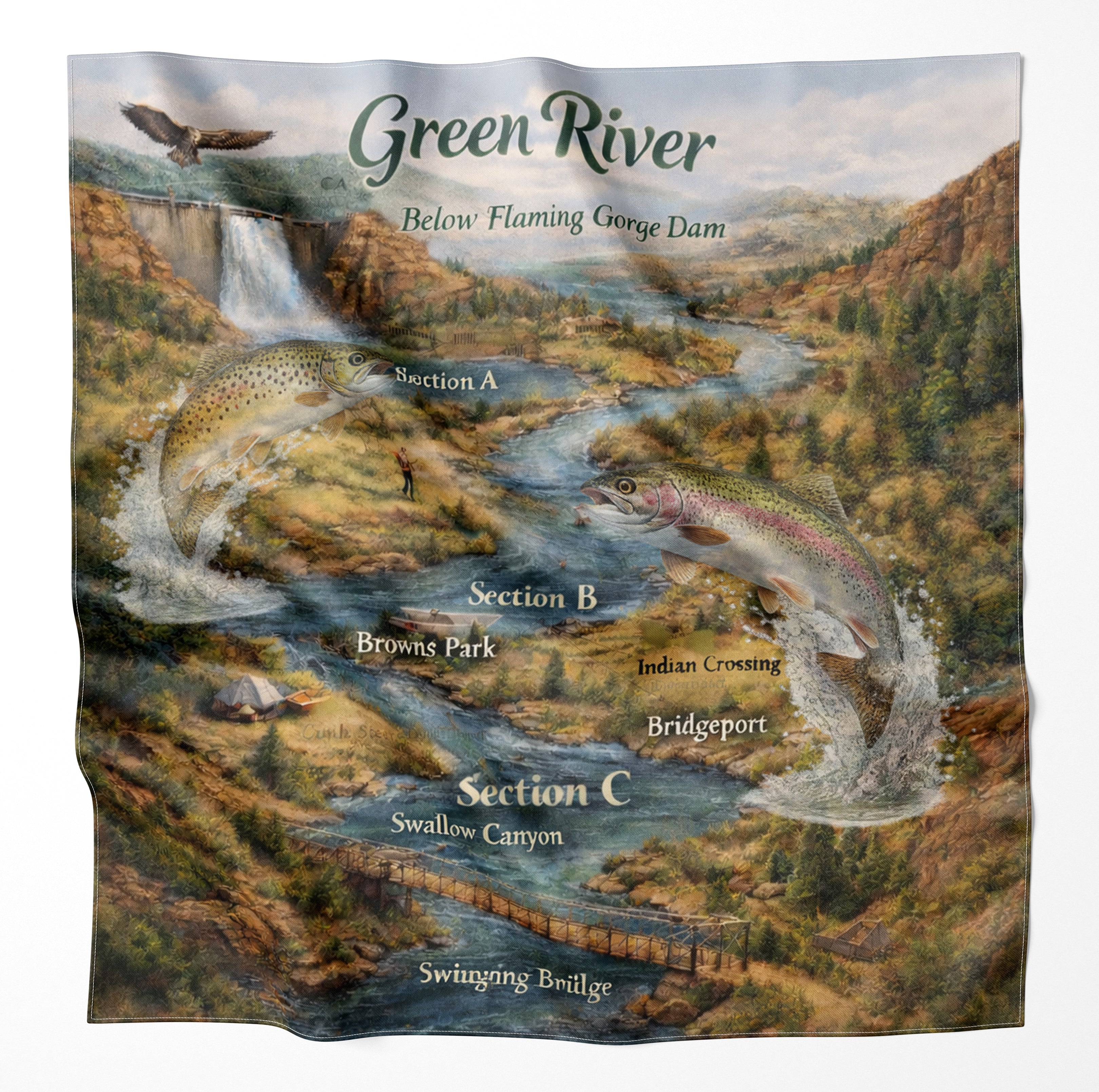 Green River Utah Microfiber Map Bandana