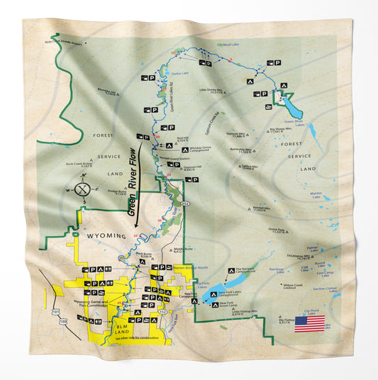 Green River, Wyoming Microfiber Map Bandana