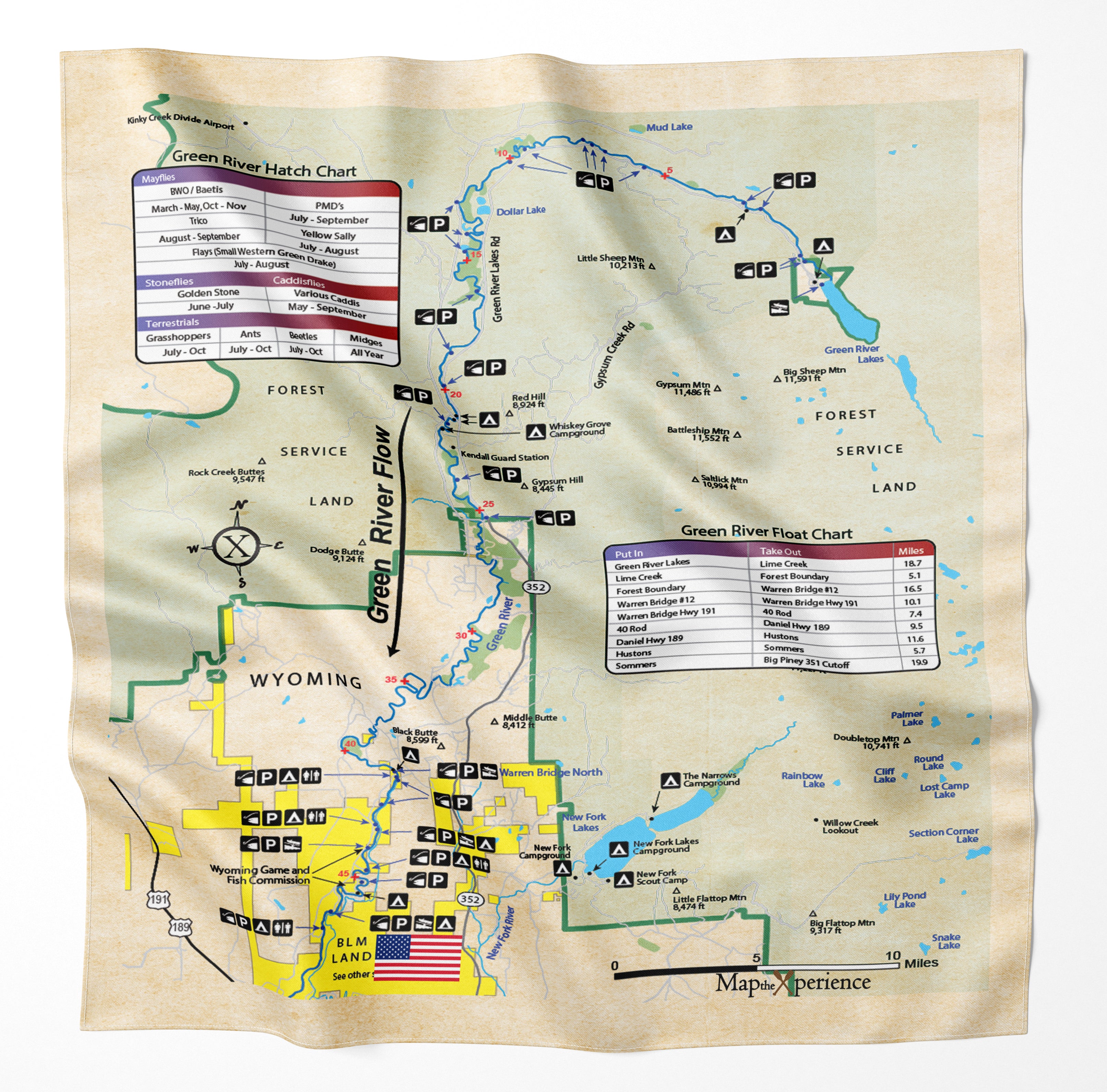 Green River, Wyoming Microfiber Map Bandana