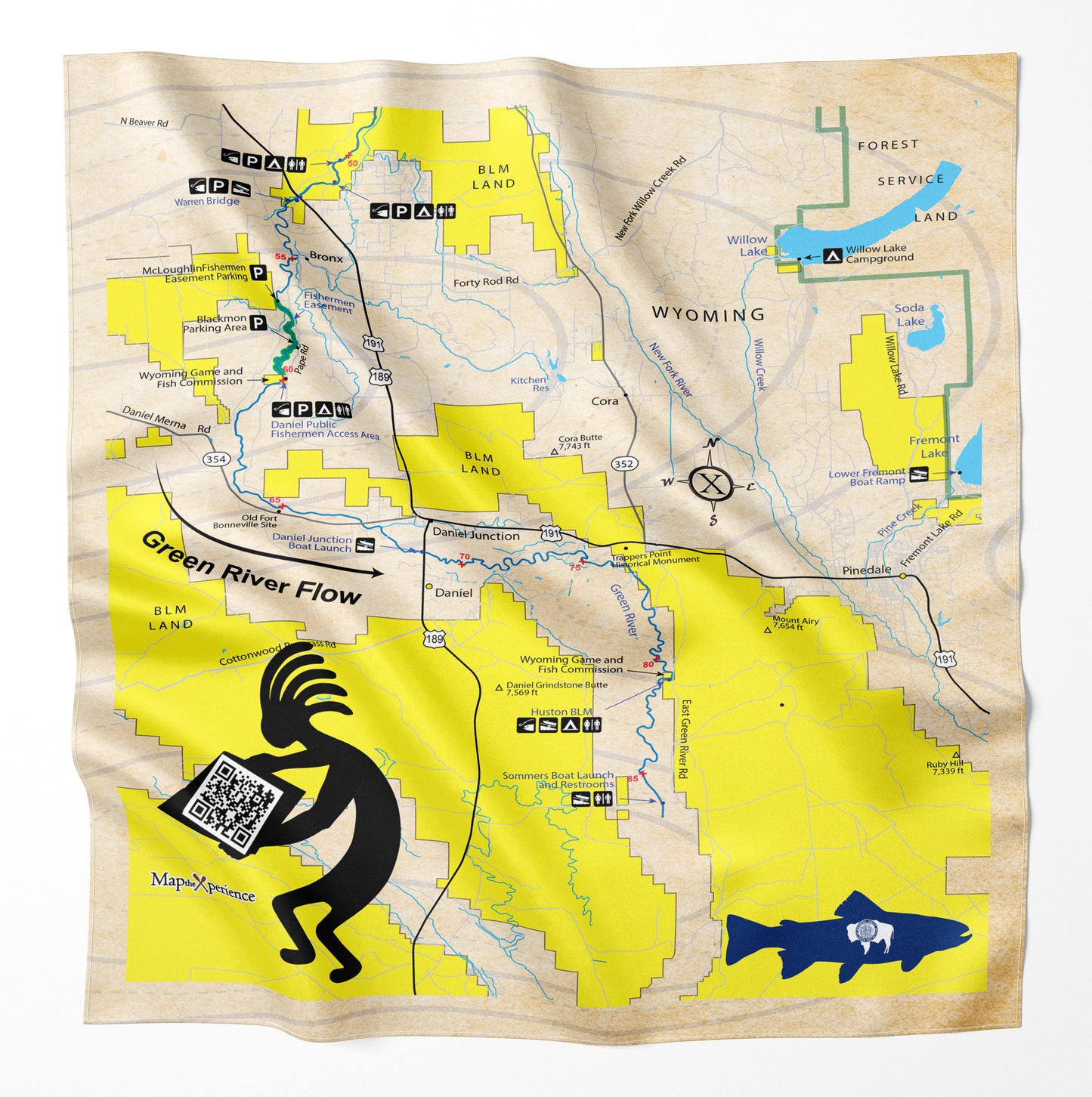 Green River, Wyoming Microfiber Map Bandana