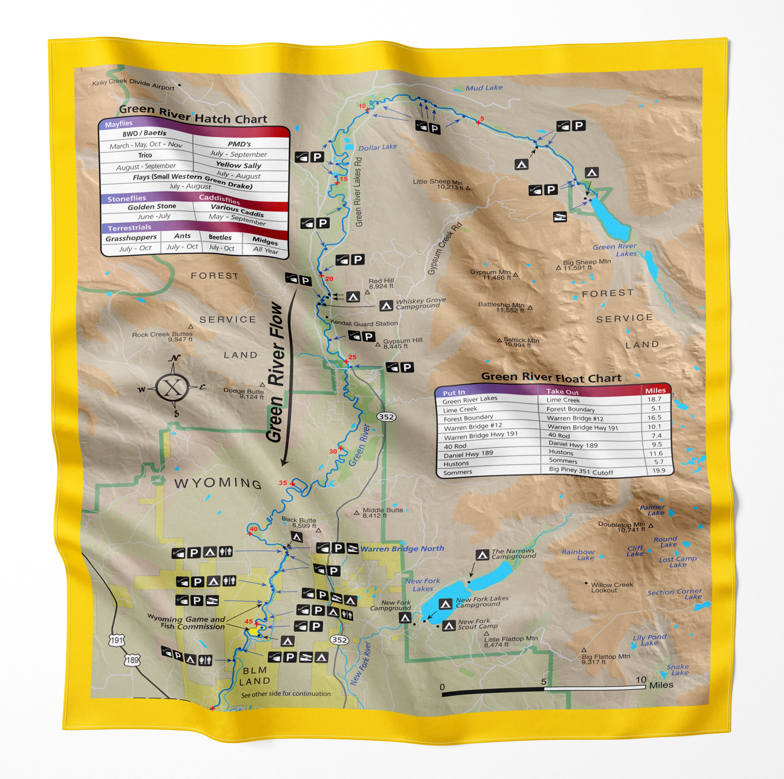 Green River Wyoming Microfiber Map Bandana