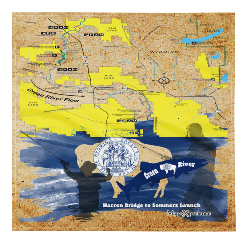Green River, Wyoming Handy Map Microfiber Bandana