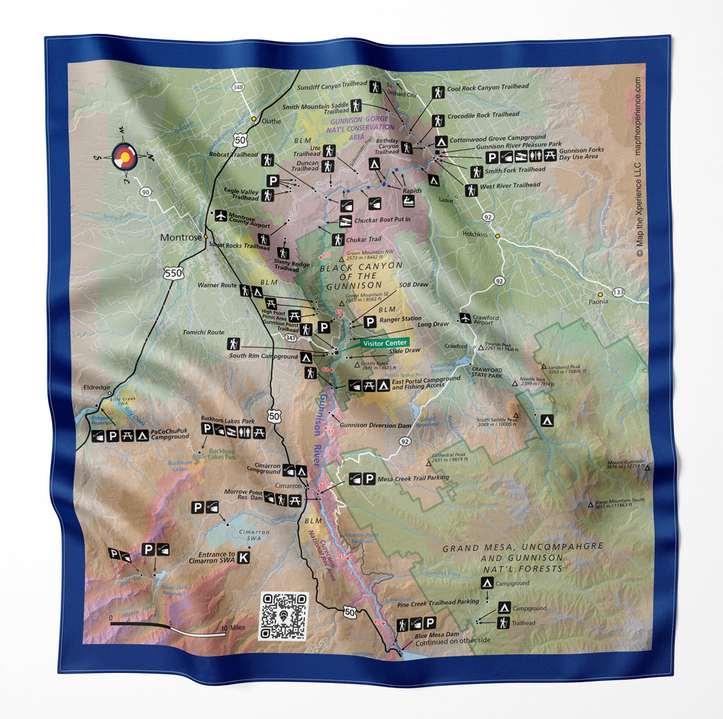 Gunnison River Colorado Microfiber Map Bandana
