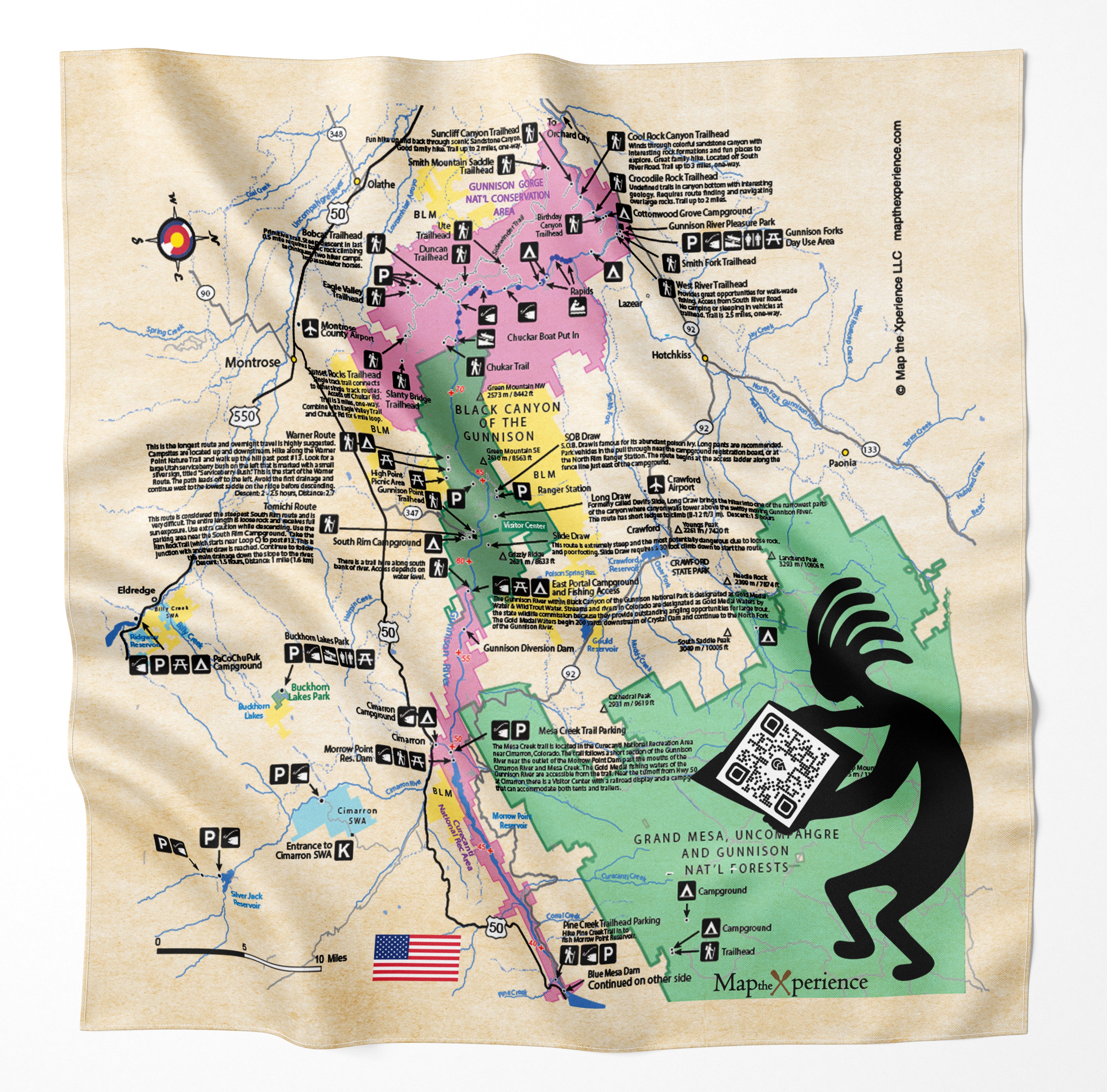 Gunnison River, Colorado Microfiber Map Bandana