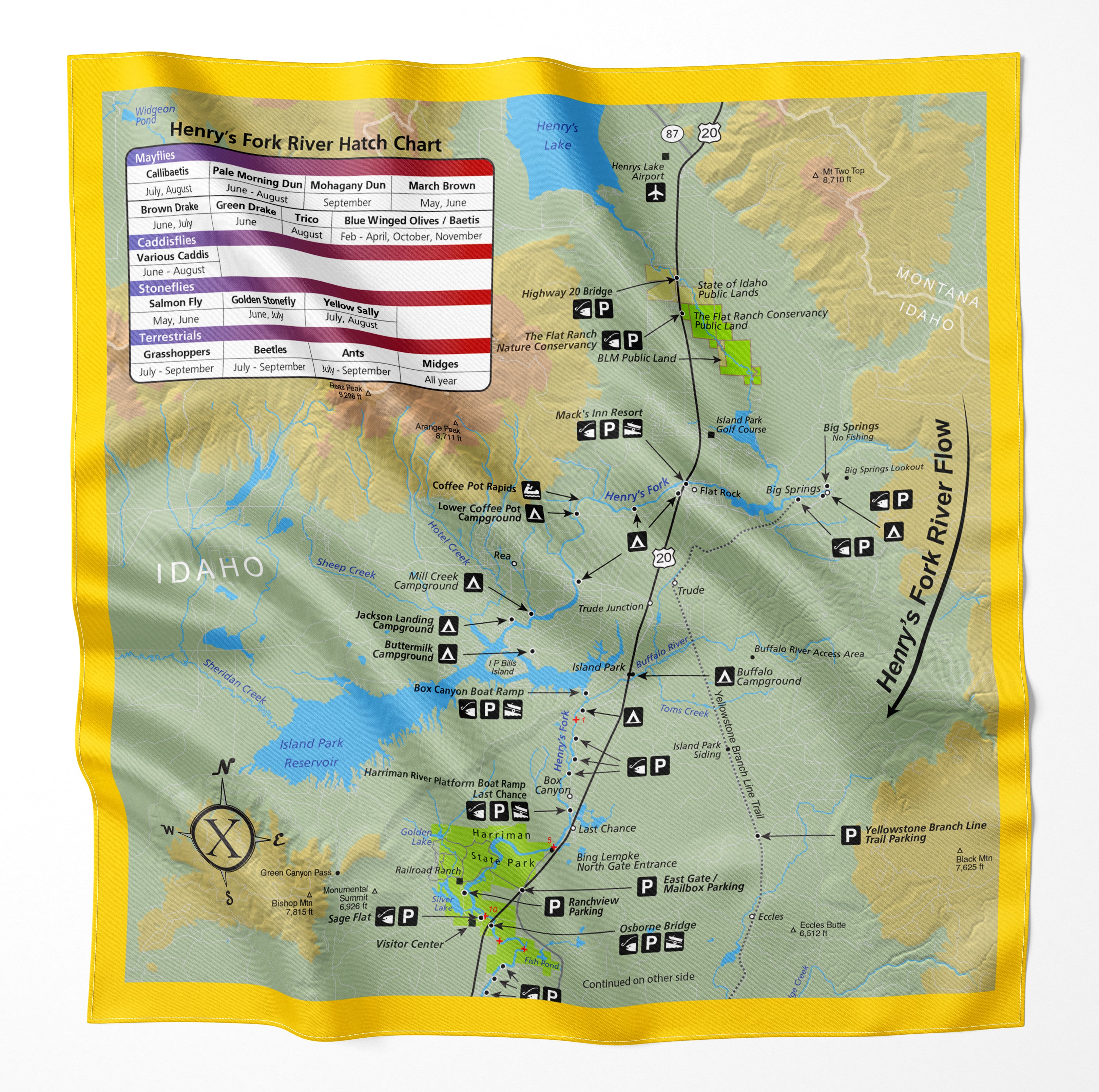 Henry's Fork River Idaho Microfiber Map Bandana