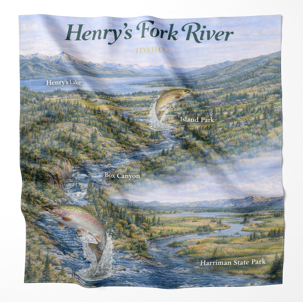 Henry's Fork River Idaho Microfiber Map Bandana