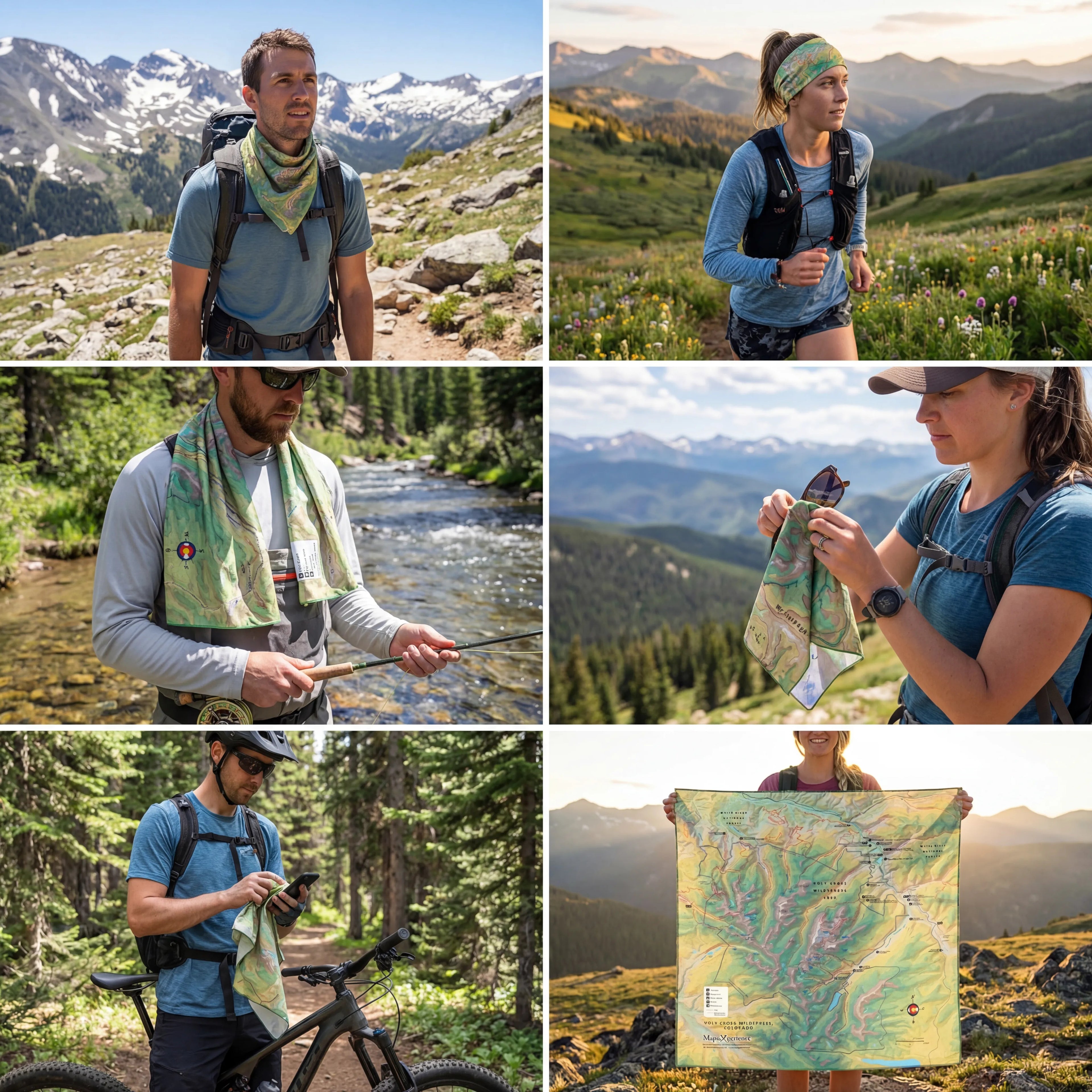 Holy Cross Wilderness Colorado Handy Map Microfiber Cloth Bandana