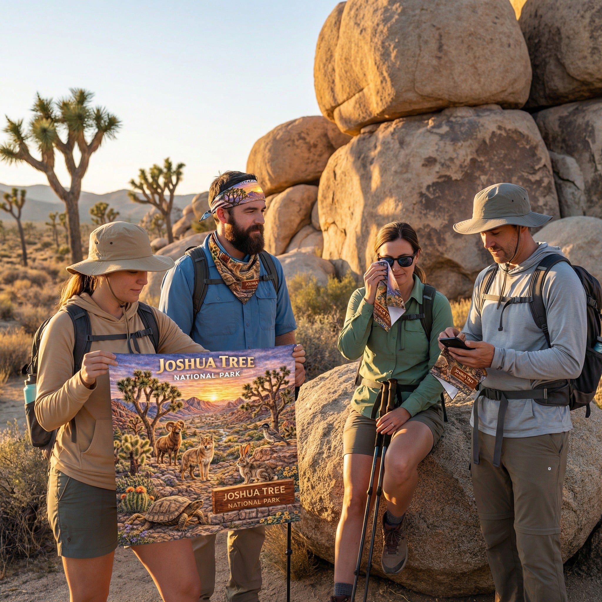 Joshua Tree National Park Handy Map Microfiber Cloth Bandana