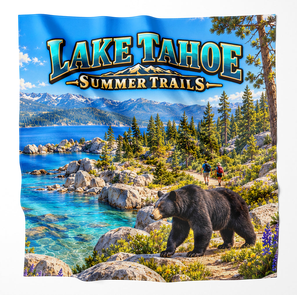 Lake Tahoe Summer Trails – Microfiber Map Cloth Bandana