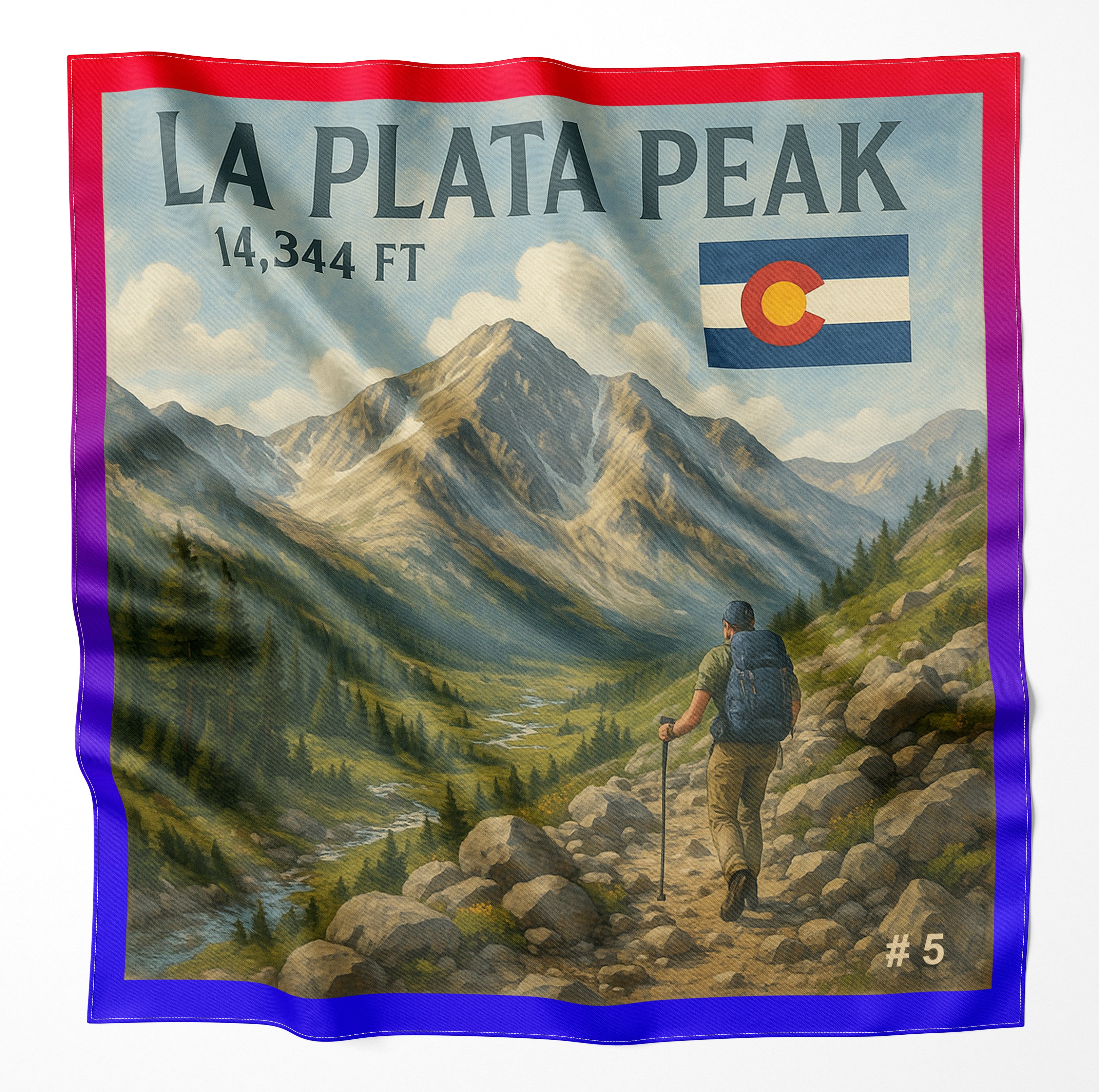 La Plata Peak Colorado 14er Microfiber Cloth Bandana