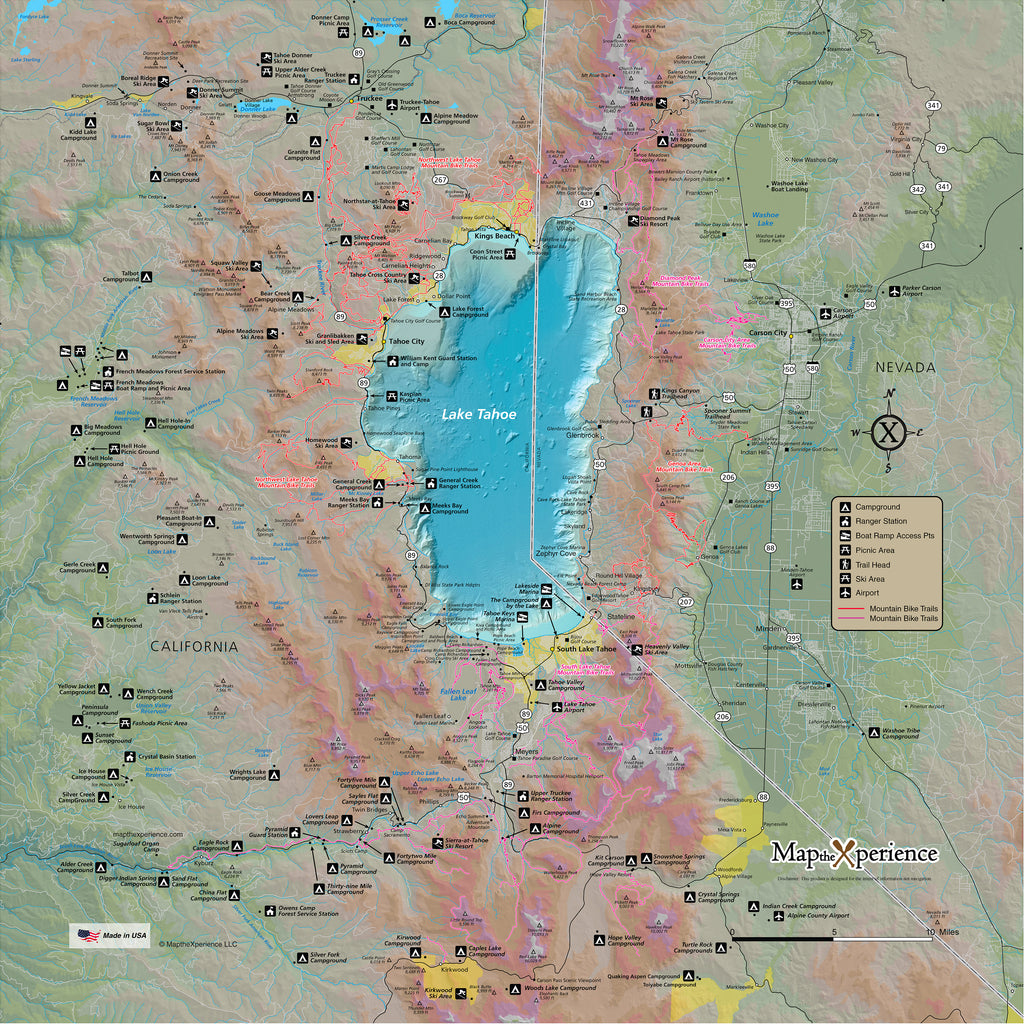 Lake Tahoe Trails Map X Guard Neck Gaiter